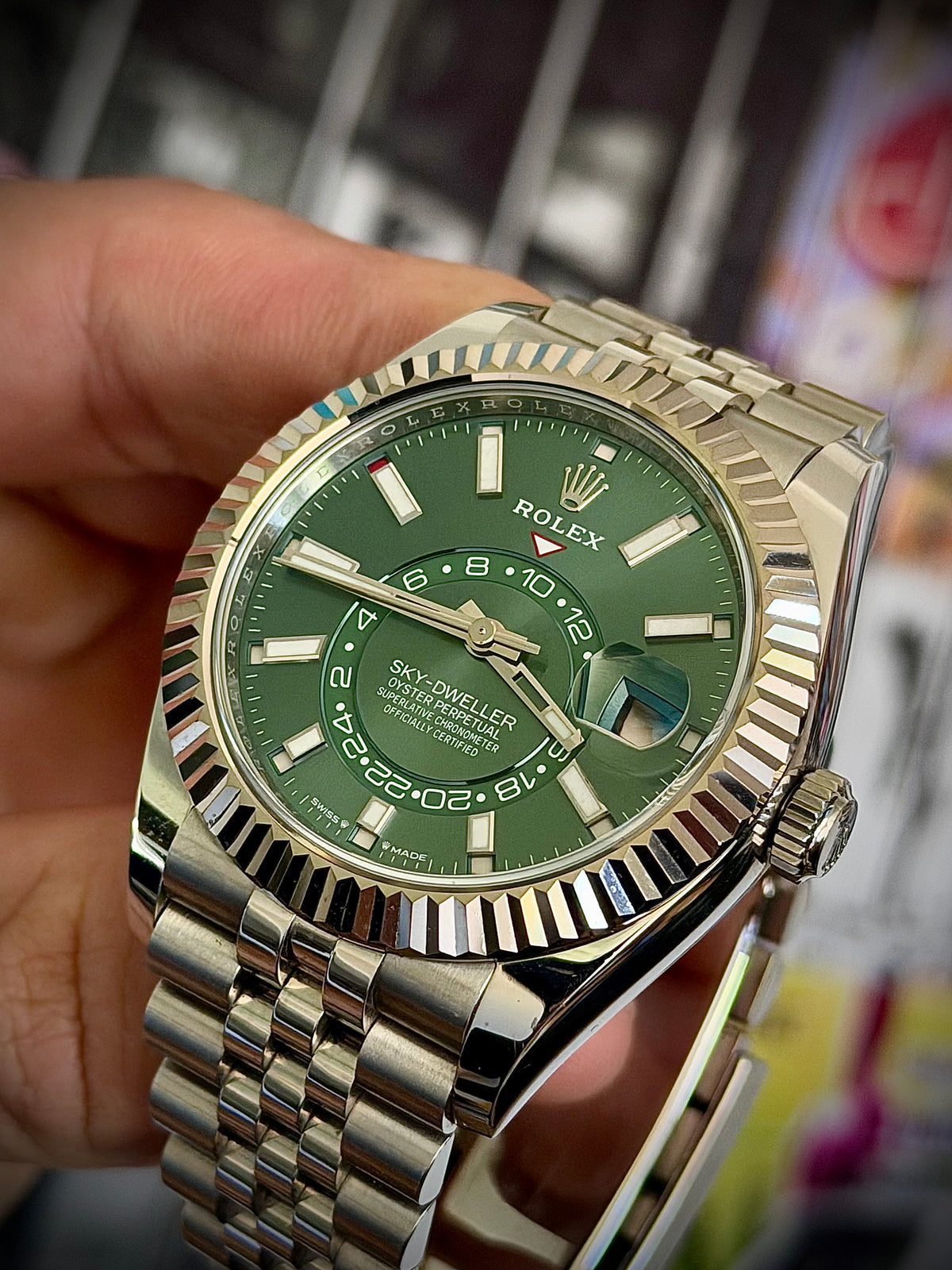 2024 ROLEX SKY-DWELLER, 336934, MINT GREEN DIAL, JUBILEE BRACELET, FULL SET, EXCELLENT CONDITION, INC GST