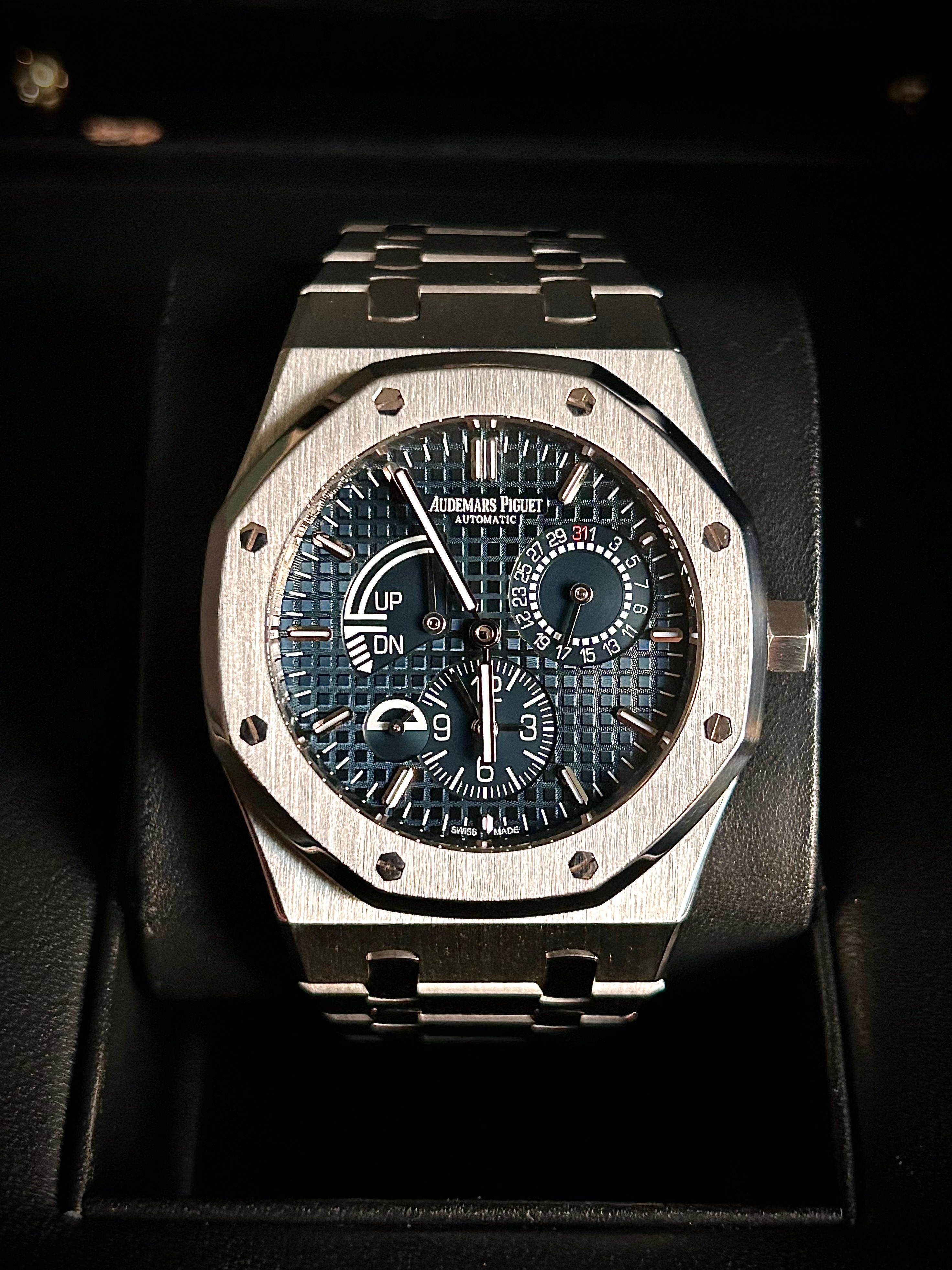 2017 AUDEMARS PIGUET ROYAL OAK DUAL TIME, BLUE DIAL, 26120ST, FULL SET, INC GST