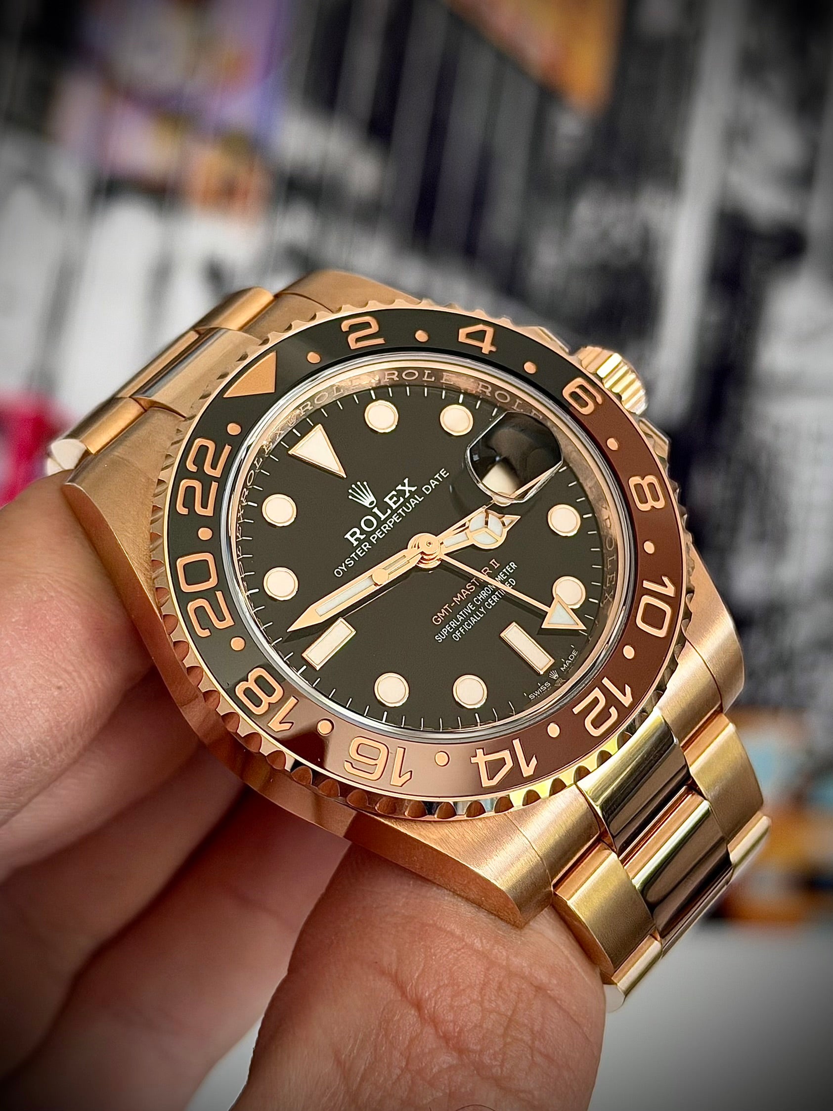 2021 ROLEX GMT MASTER II, ROOTBEER, 126715CHNR, FULL SET, INC GST