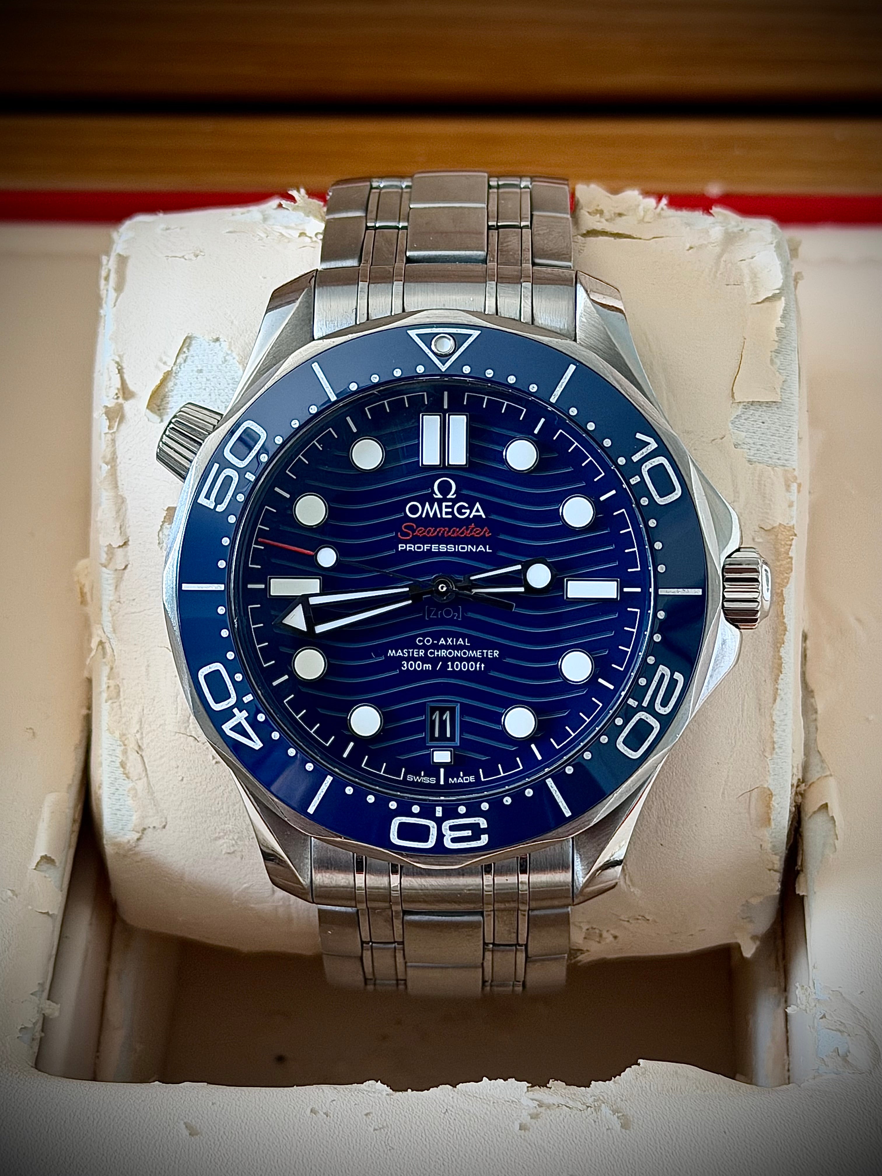 2021 OMEGA SEAMASTER 300, BLUE DIAL, FULL SET, INC GST