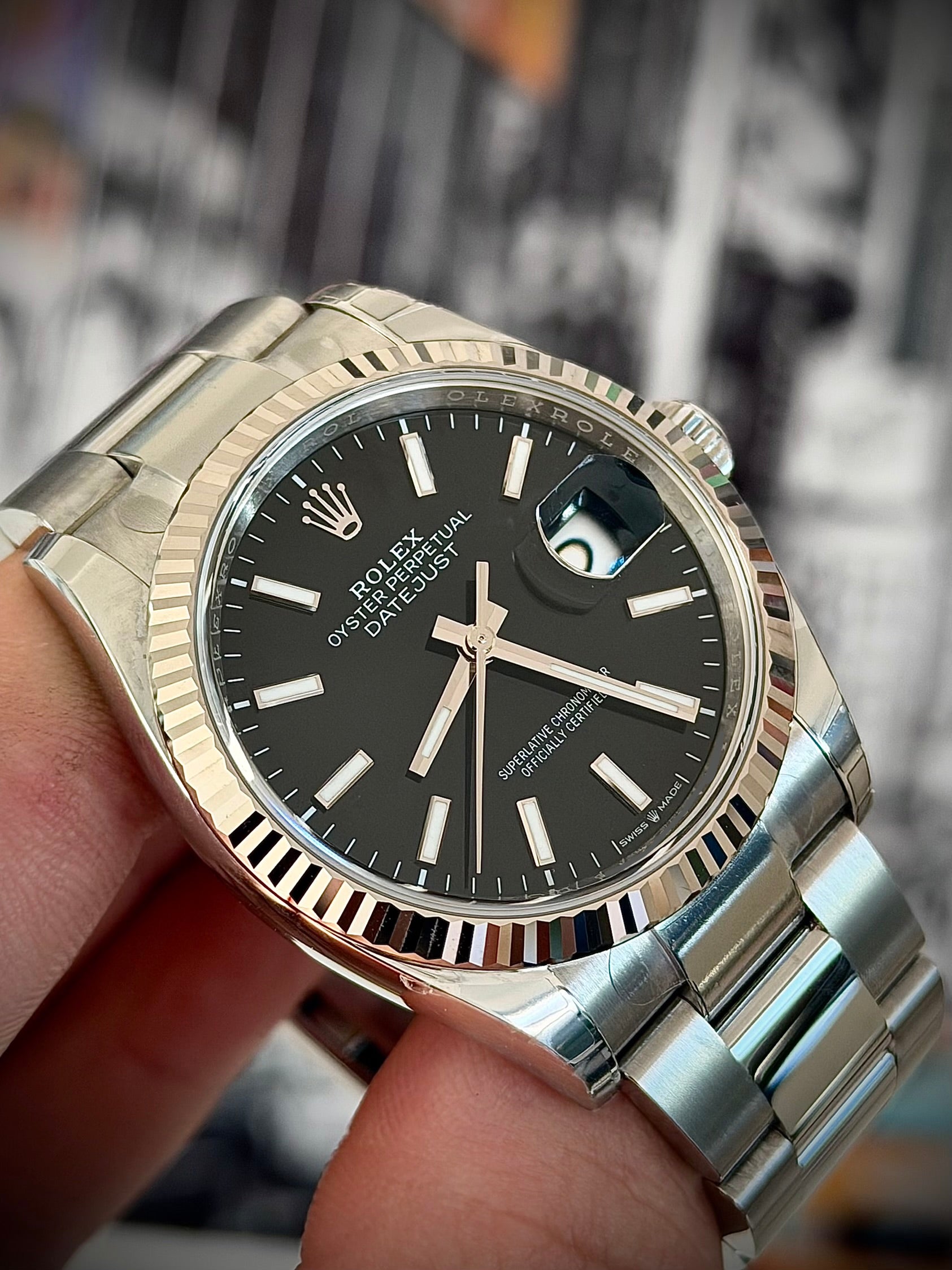 2025 ROLEX DATEJUST 36, 126234, BLACK DIAL, OYSTER BRACELET, BRAND NEW FULLY STICKERED, FULL SET, INC GST