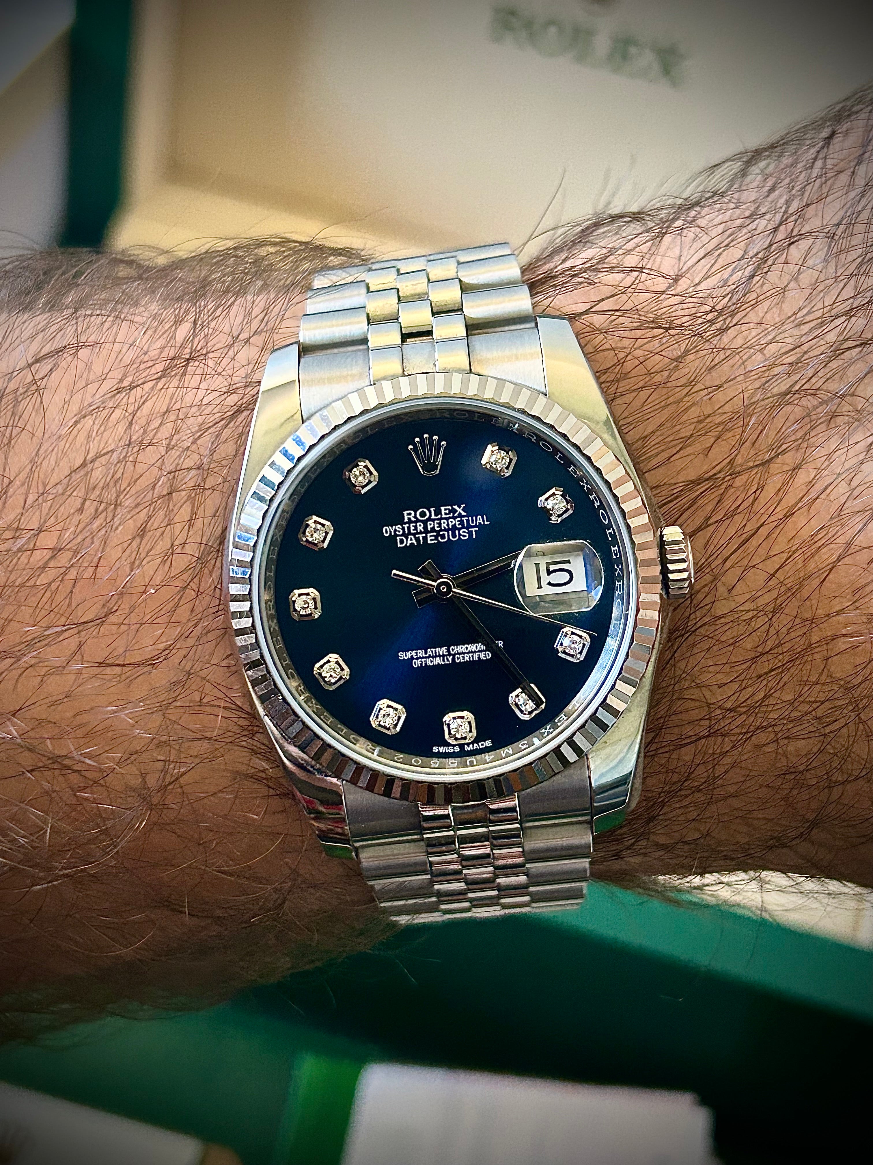 2017 ROLEX DATEJUST 36, 116234, BLUE DIAMOND  DIAL, FULL SET, INC GST