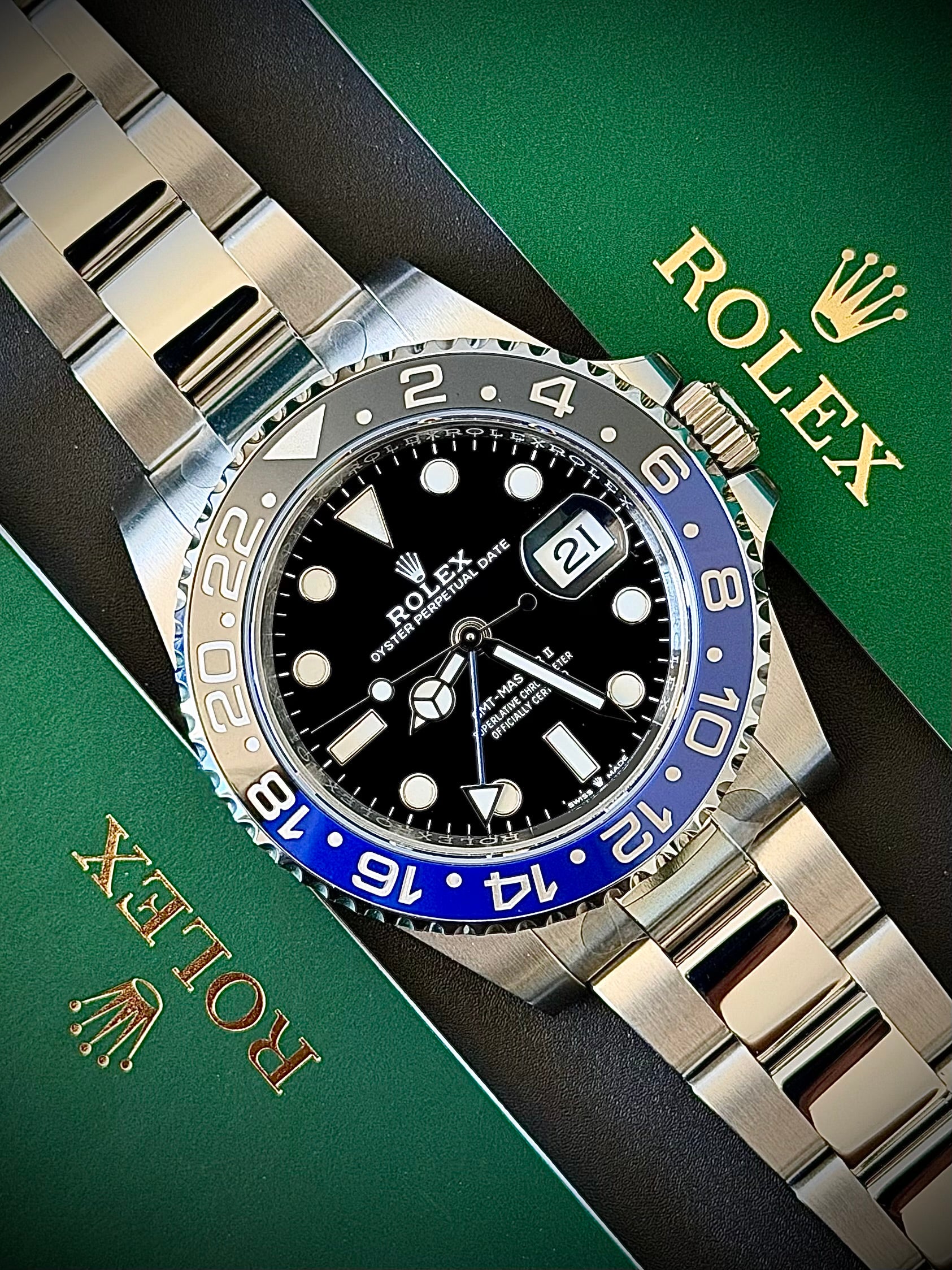 2025 ROLEX GMT MASTER II, BATMAN, BRAND NEW, 126710BLNR, FULL SET, INC GST