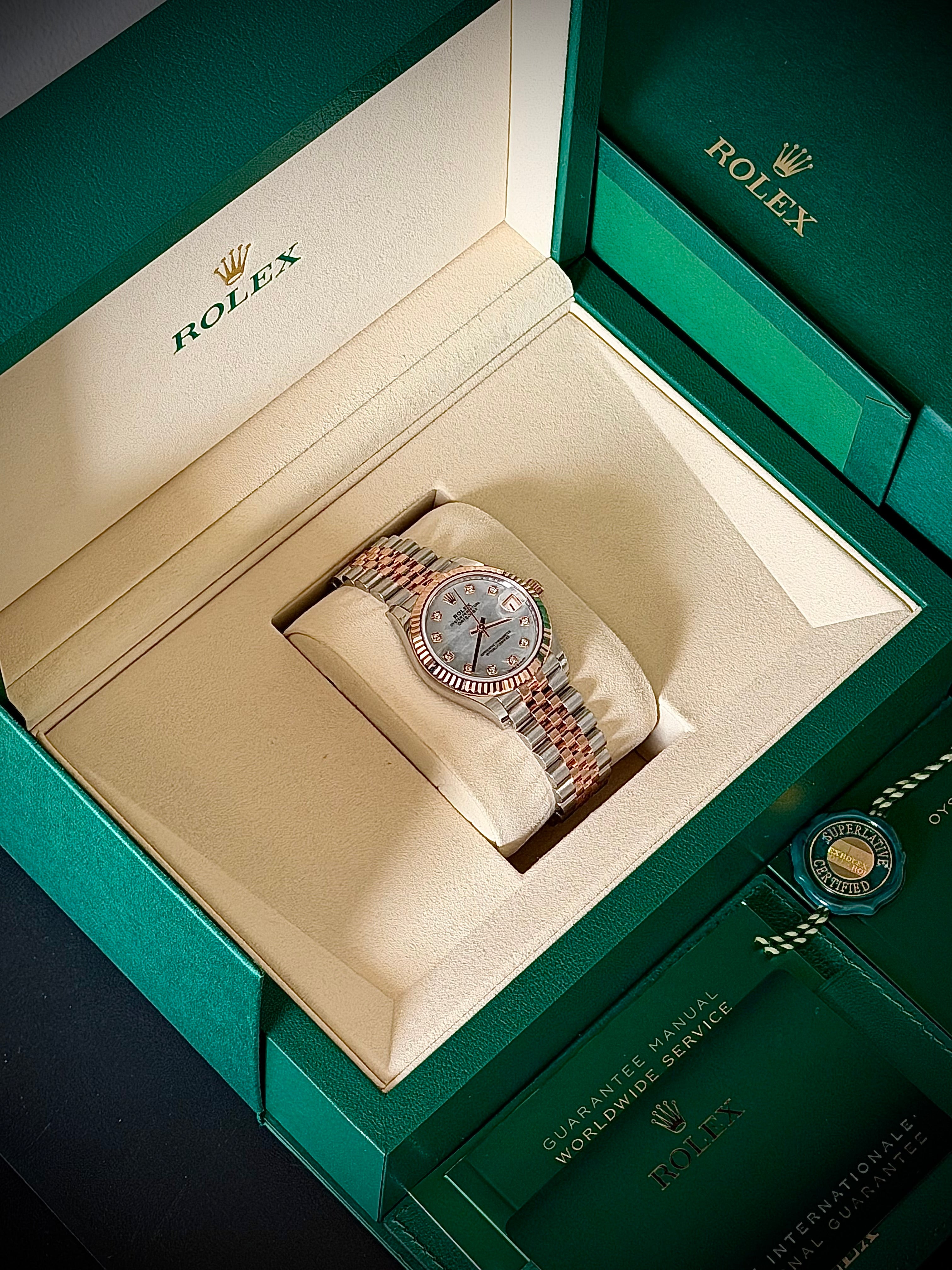 2025 ROLEX DATEJUST 31, 278271, MOTHER OF PEARL DIAMOND DIAL, JUBILEE BRACELET, AS NEW, FULL SET, INC GST