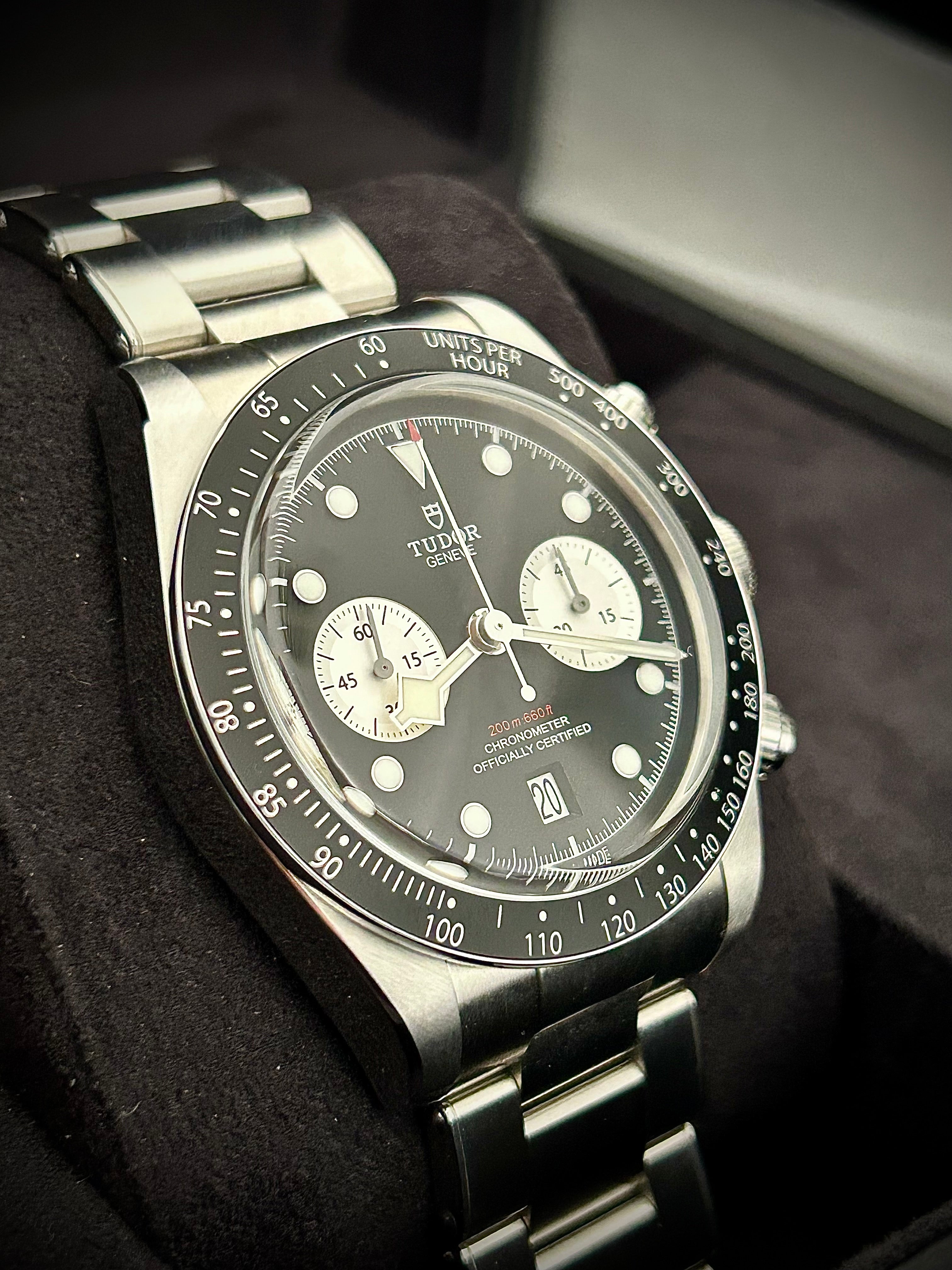 2021 TUDOR BLACK CHRONO “REVERSE PANDA”, FULL SET, INC GST