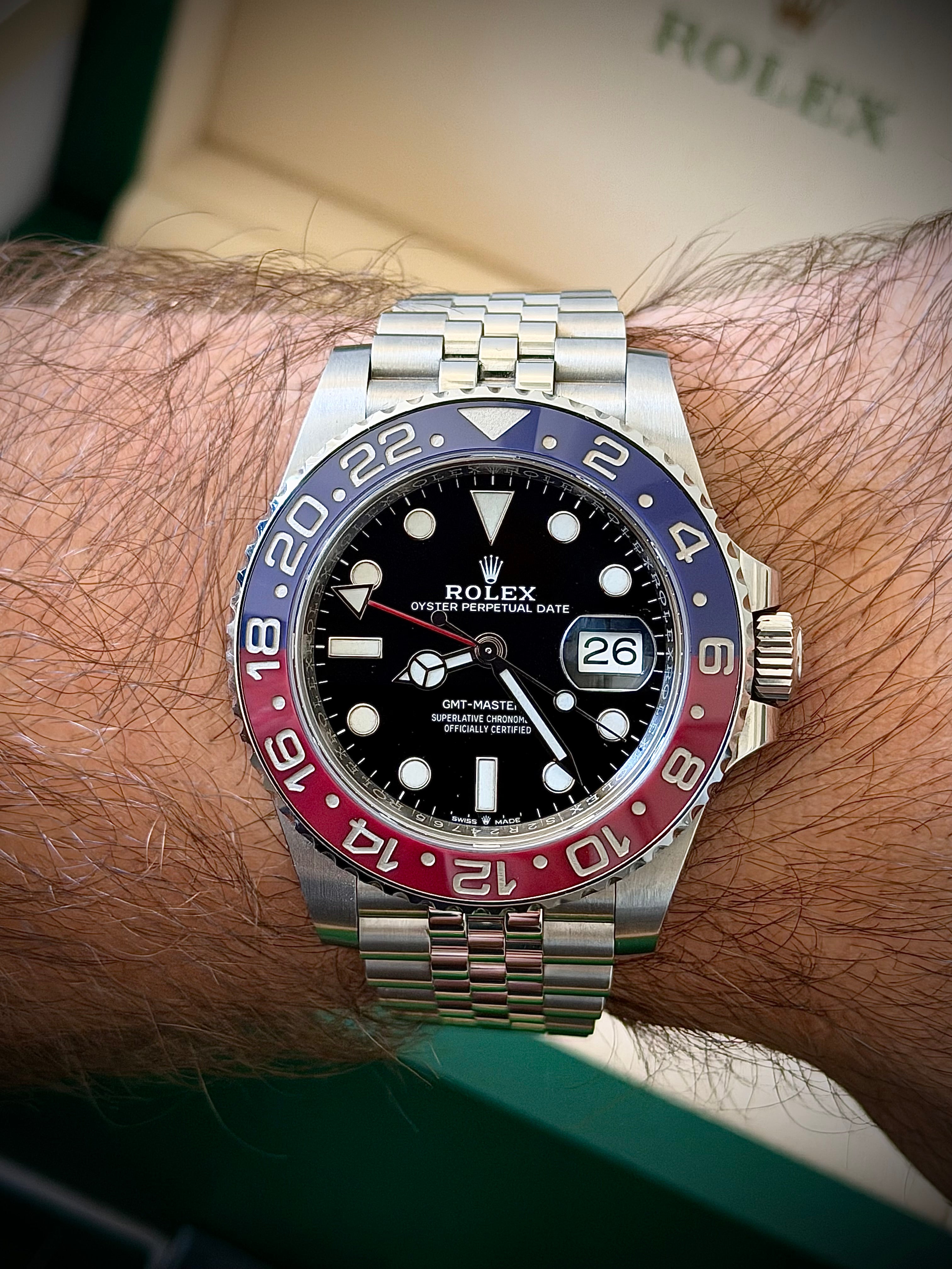 2019 ROLEX GMT MASTER II, PEPSI, 126710BLRO, FULL SET, INC GST