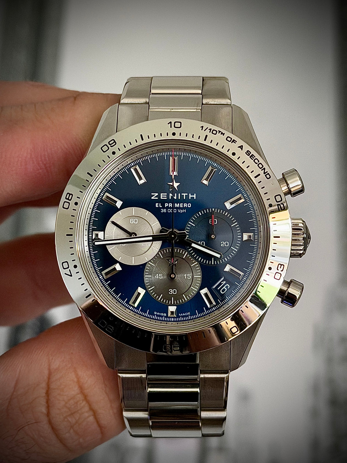 CIRCA 2023 ZENITH CHRONOMASTER SPORT, 03.3114.3600 (tel:03.3114.3600)/51.M3100, BLUE DIAL, STEEL BRACELET + GENUINE ZENITH RUBBER STRAP, INC GST