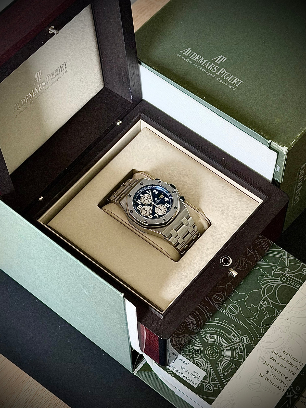 2010 AUDEMARS PIGUET ROYAL OAK OFFSHORE CHRONOGRAPH, 25721ST.OO.1000ST.09.A, BLUE DIAL, FULL SET, INC GST