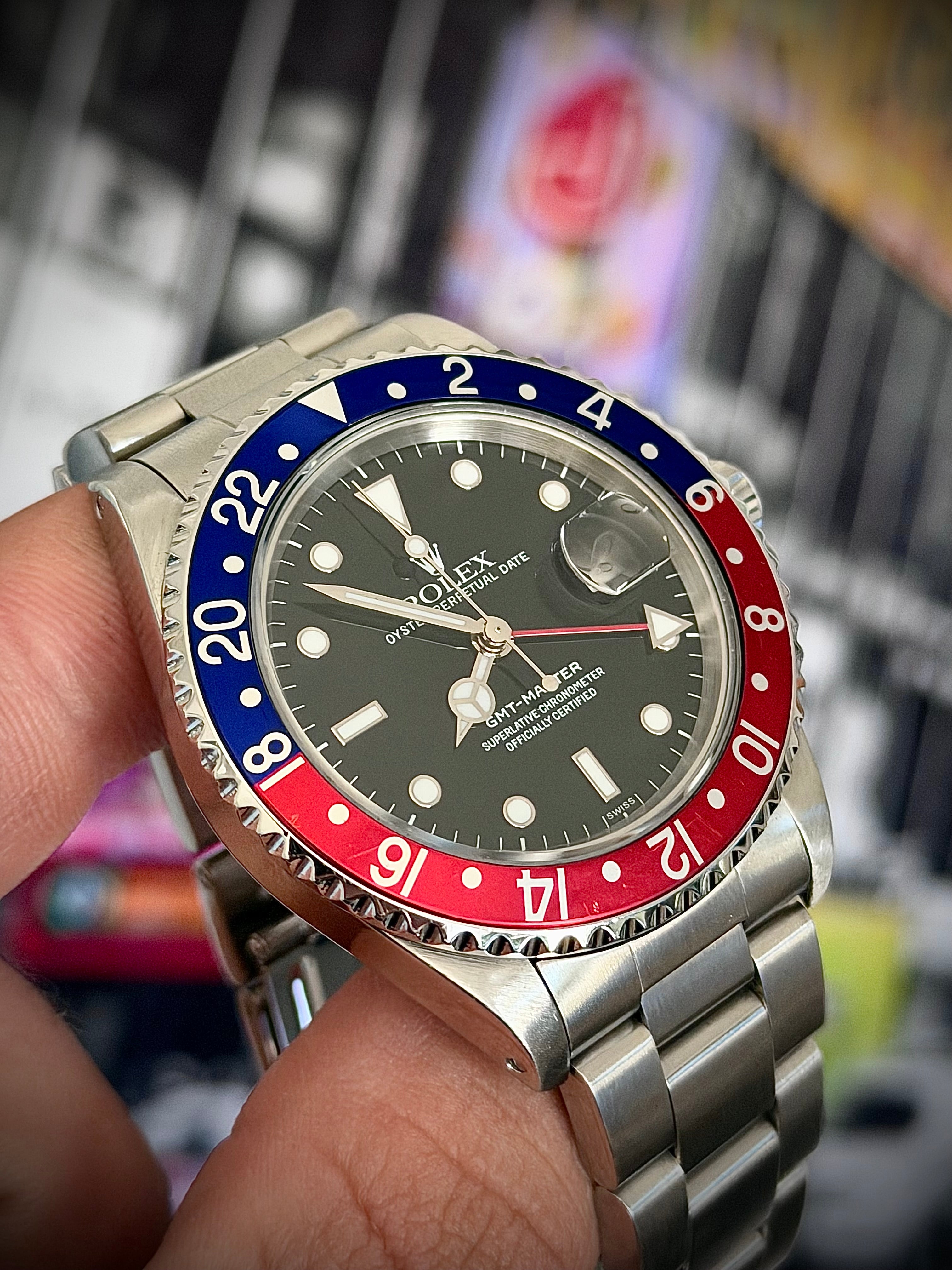 1999 ROLEX GMT MASTER II, PEPSI, SWISS ONLY, 16700, WATCH ONLY, INC GST
