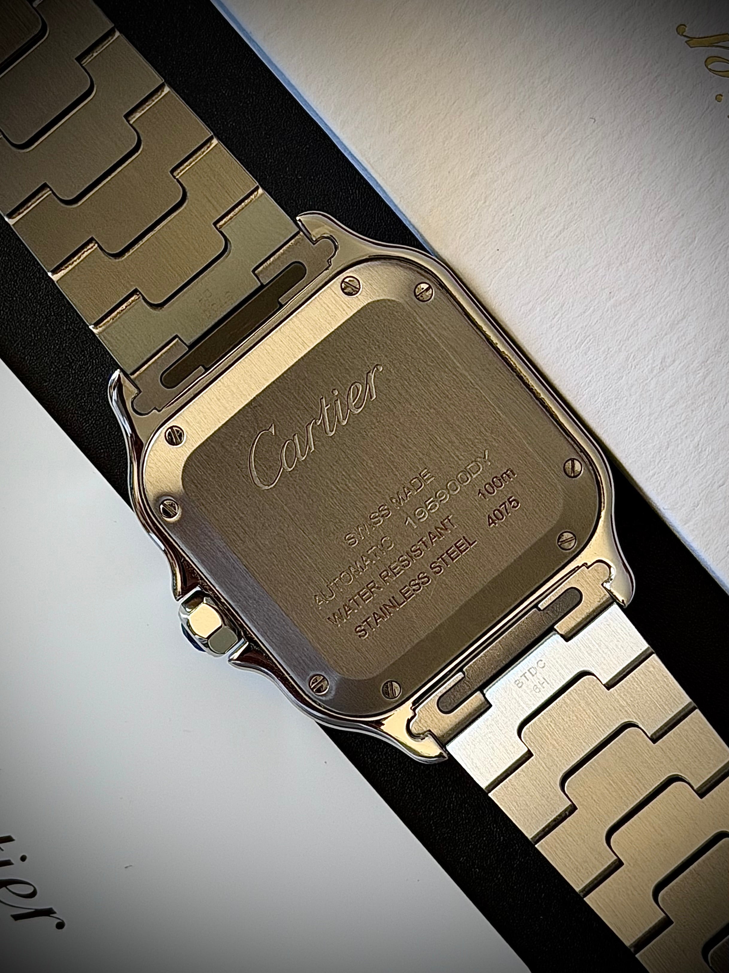 2024 CARTIER SANTOS DE CARTIER MEDIUM, BLUE DIAL, WSSA0063, FULL SET, INC GST