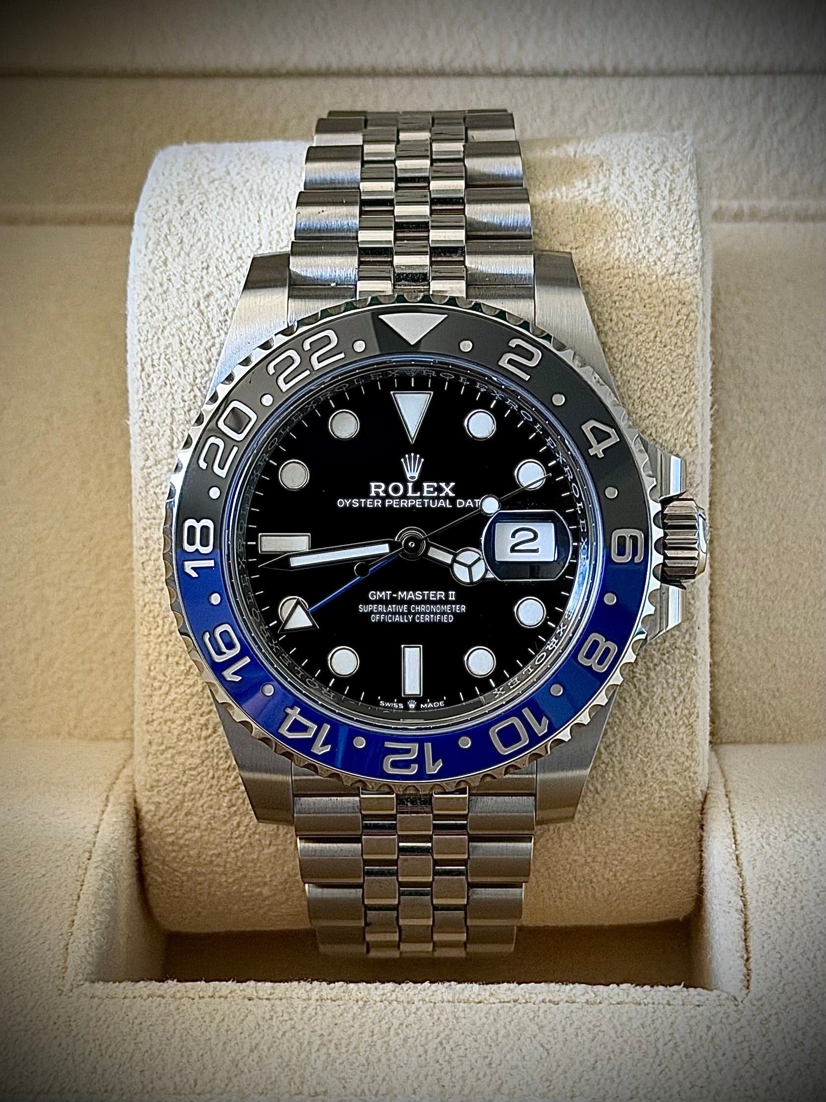 2024 ROLEX GMT MASTER II, BATGIRL, 126710BLNR, FULL SET, INC GST