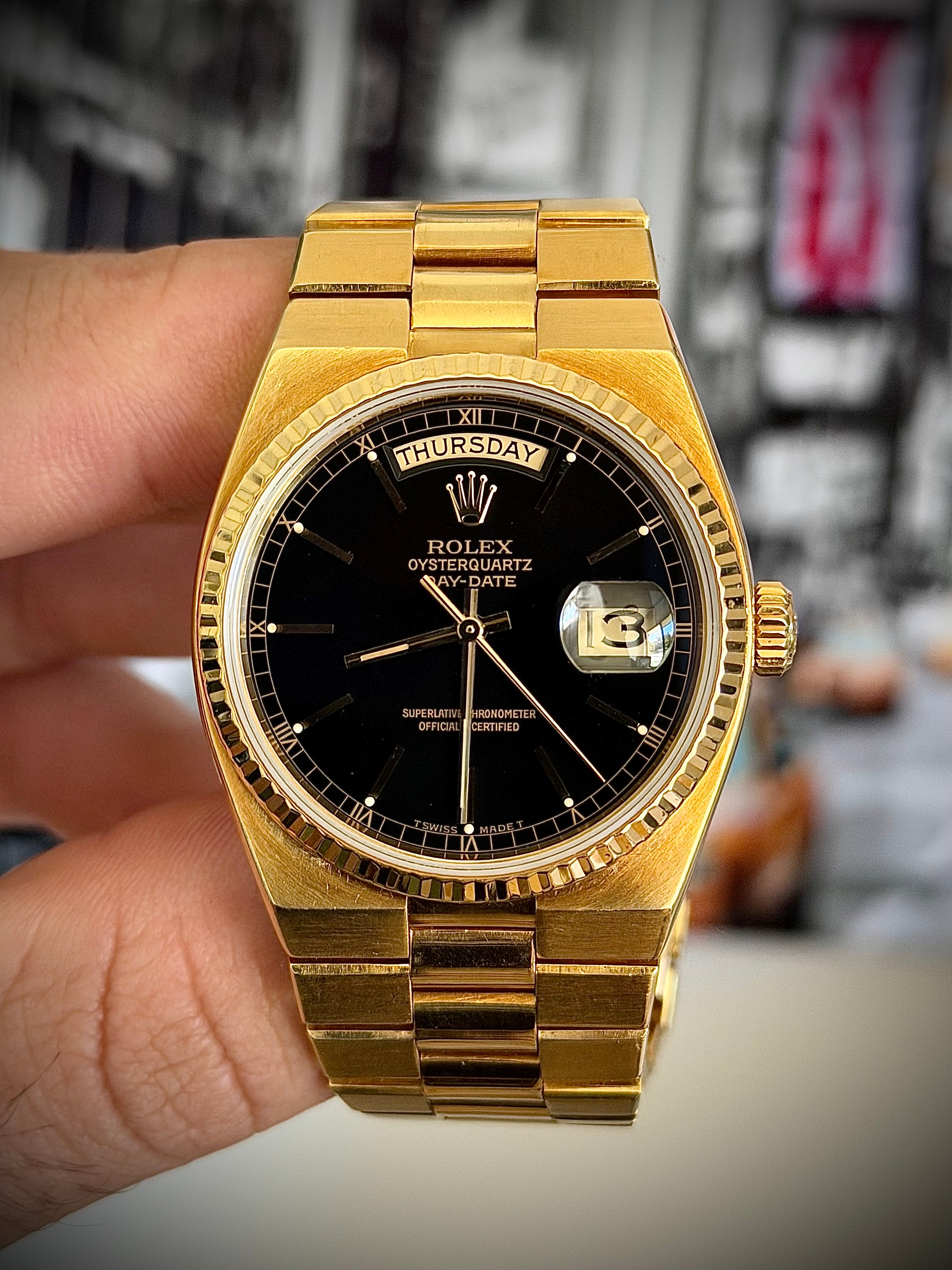 1981 ROLEX DAY-DATE OYSTERQUARTZ, PRESIDENT, 19018, FULL COLLECTORS SET, INC GST