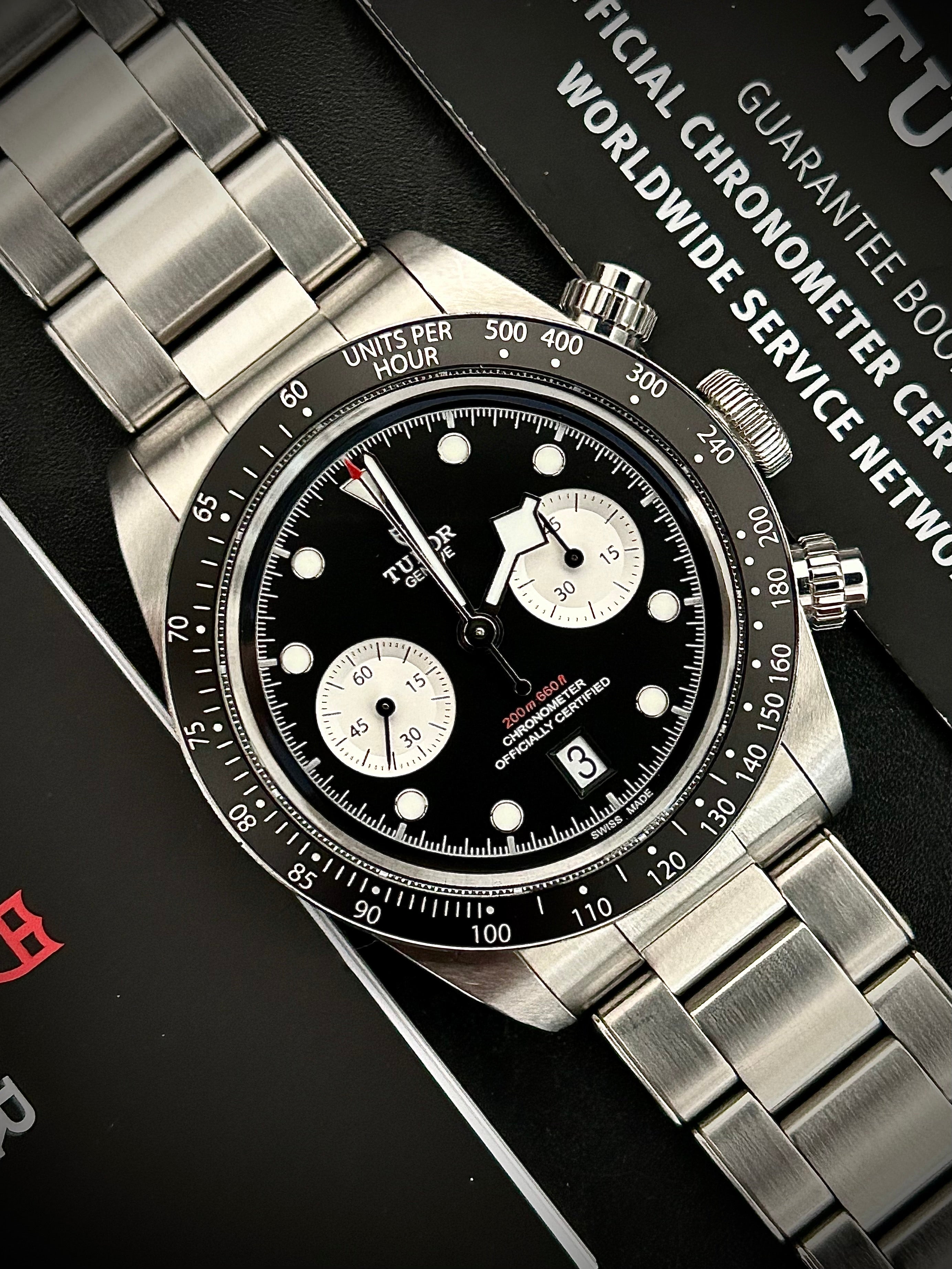 2023 TUDOR BLACK CHRONO “REVERSE PANDA”, FULL SET, INC GST