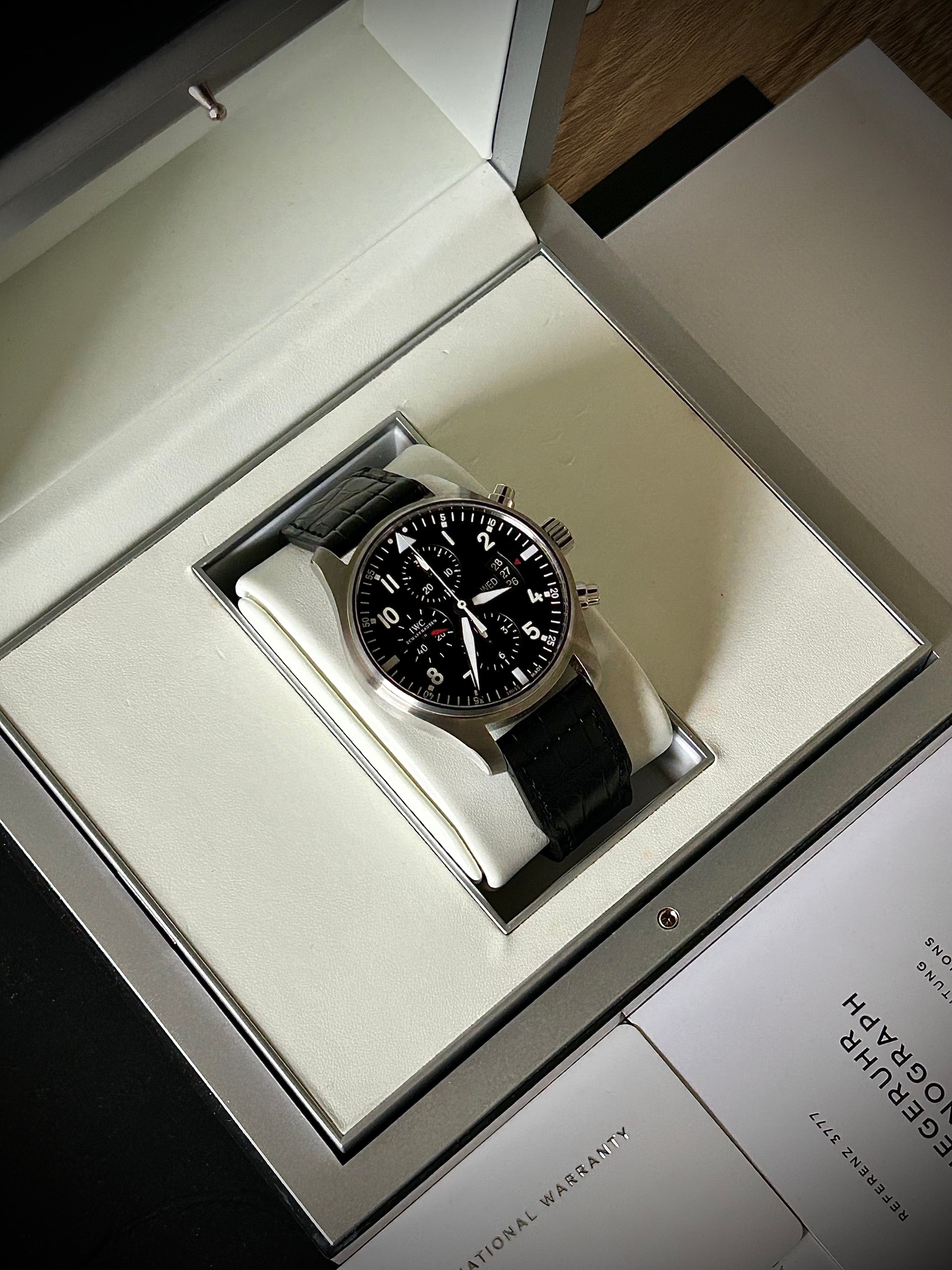 2014 IWC PILOT CHRONOGRAPH, IW377701, BOX AND PAPERS, INC GST