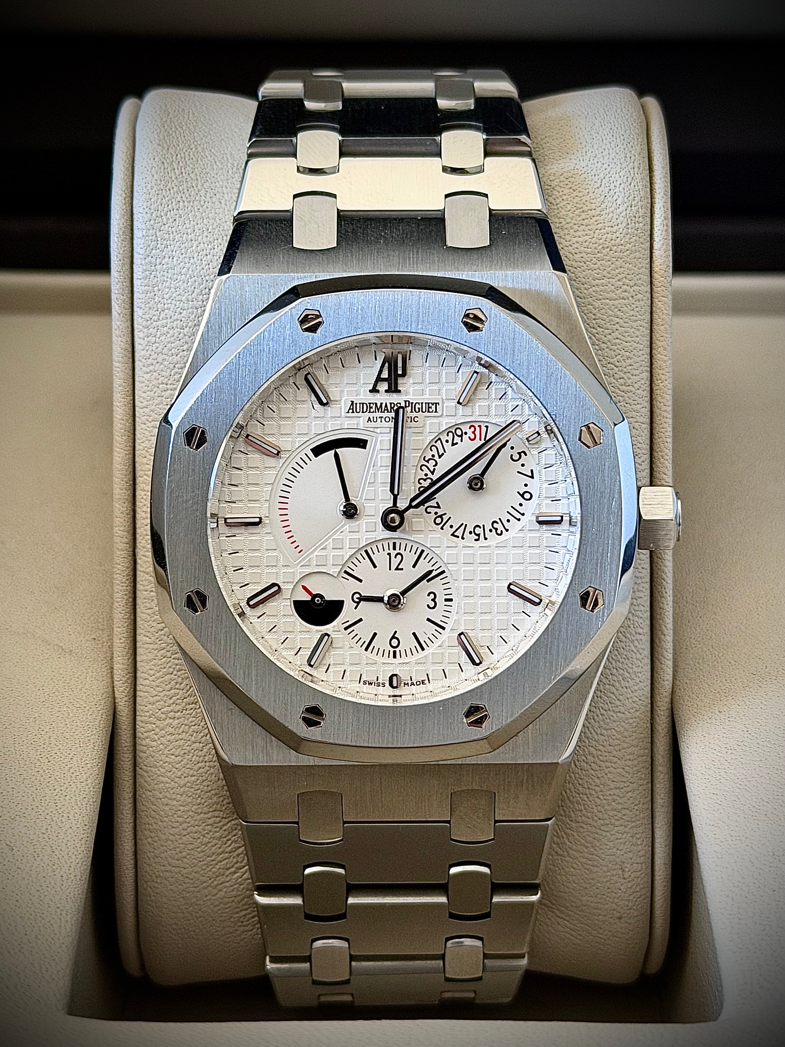 2010 AUDEMARS PIGUET ROYAL WHITE DIAL, DUAL TIME, 26120ST, FULL SET, INC GST
