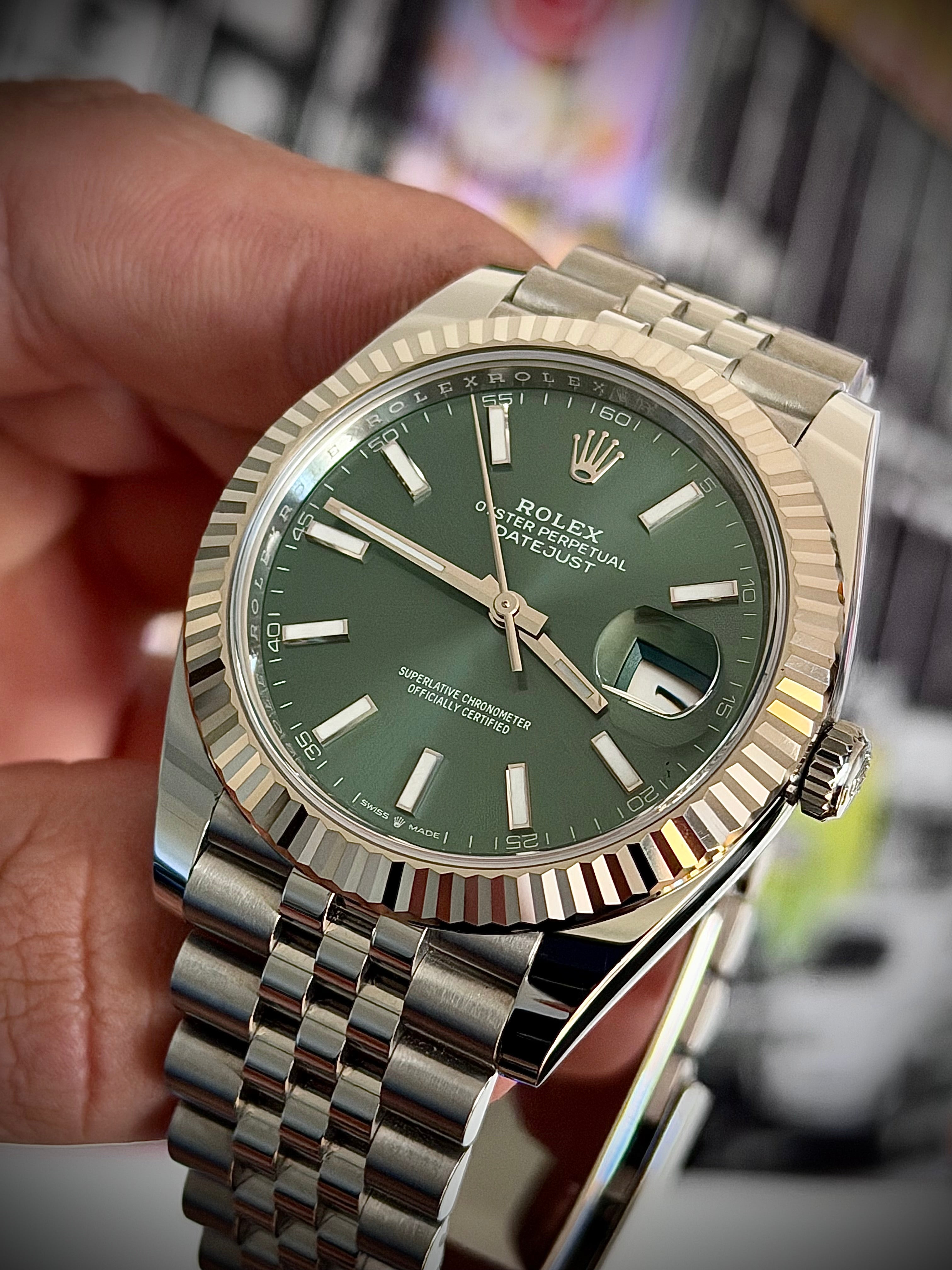 2025 ROLEX DATEJUST 41, MINT GREEN, 126334, FULL SET, INC GST