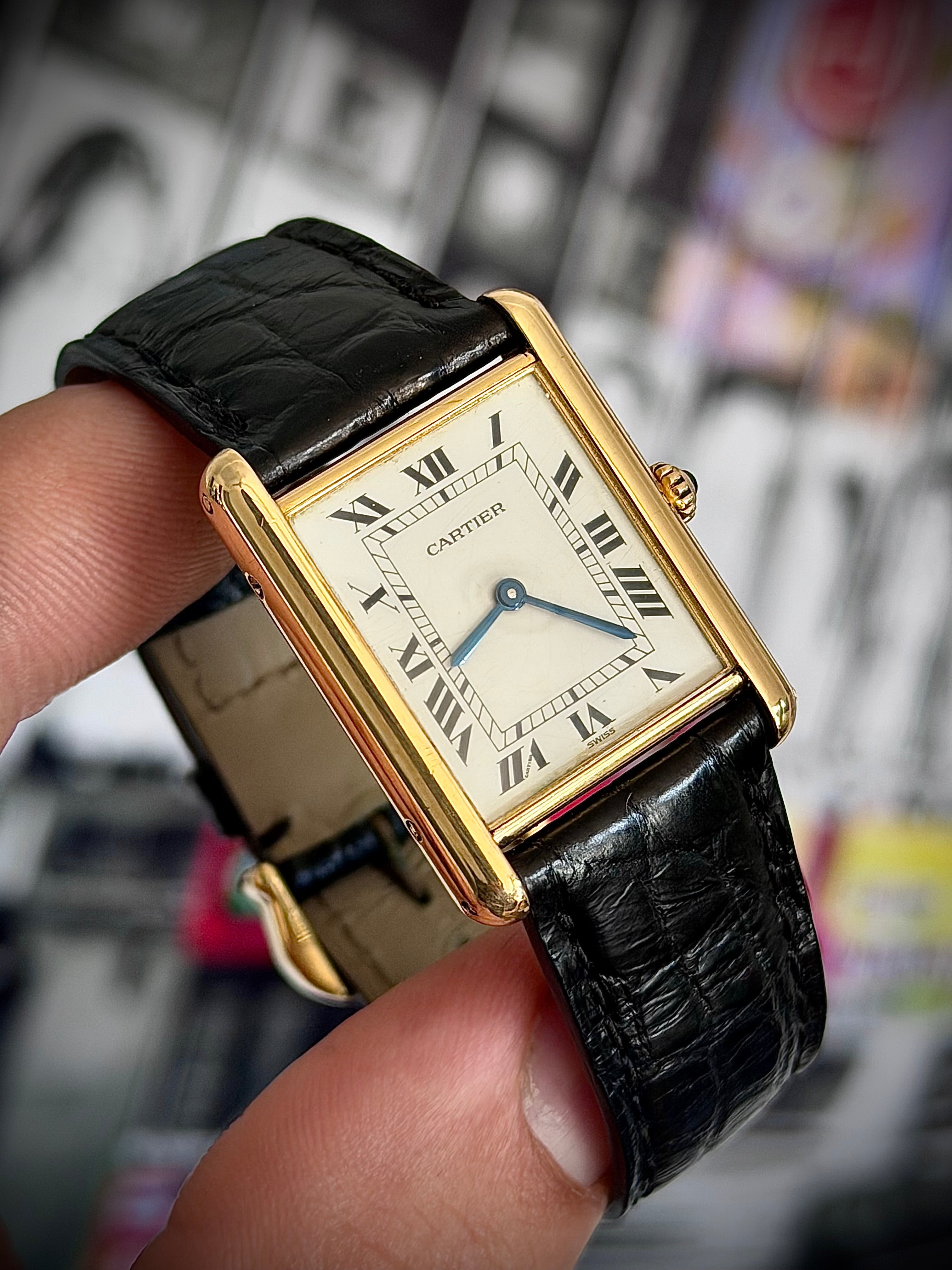 1989 CARTIER TANK LOUIS CARTIER, 88105, 18K YELLOW GOLD, FULL SET, INC GST