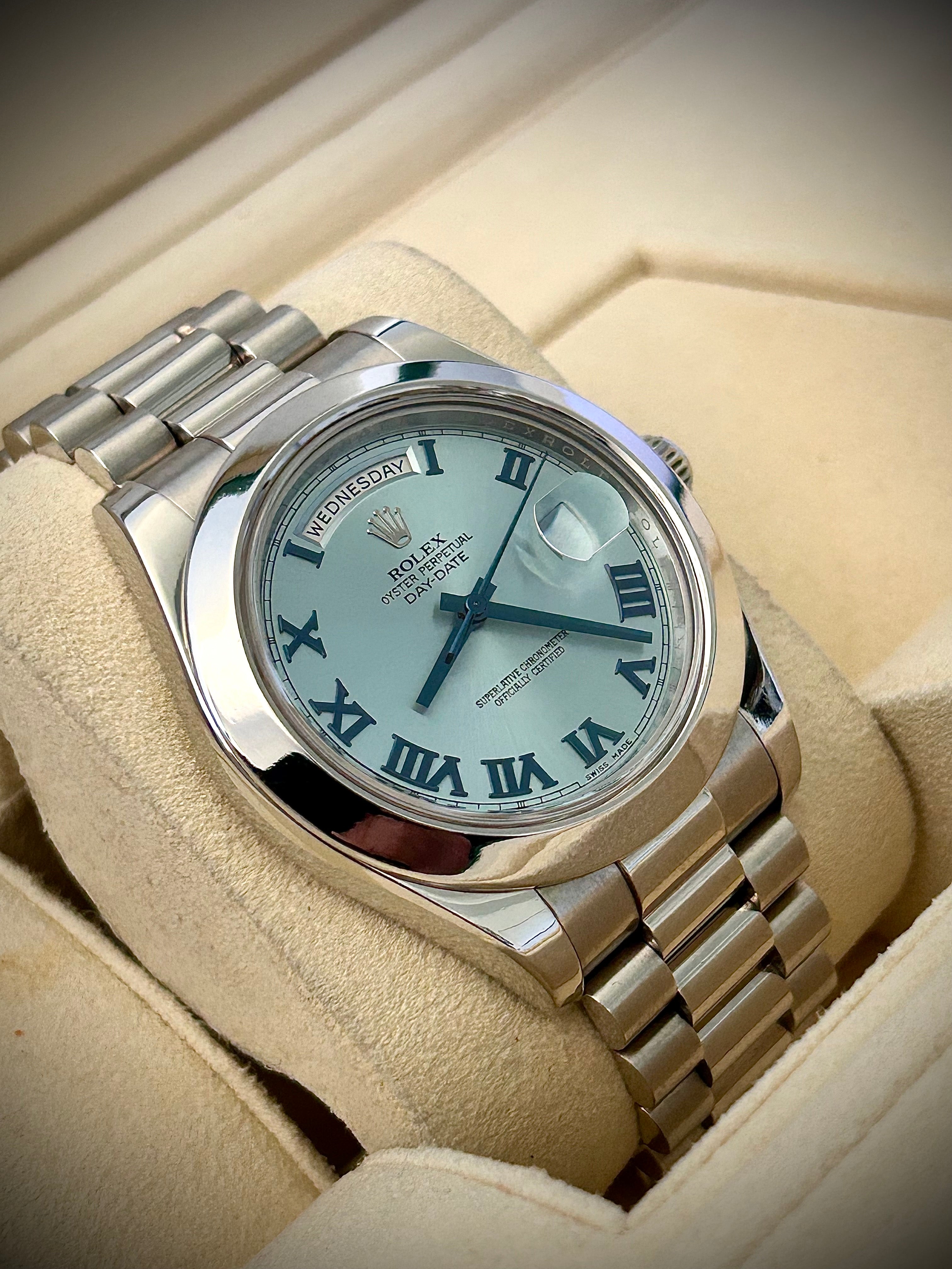 2014 ROLEX DAY-DATE II PLATINUM, 218206, FULL SET, INC GST