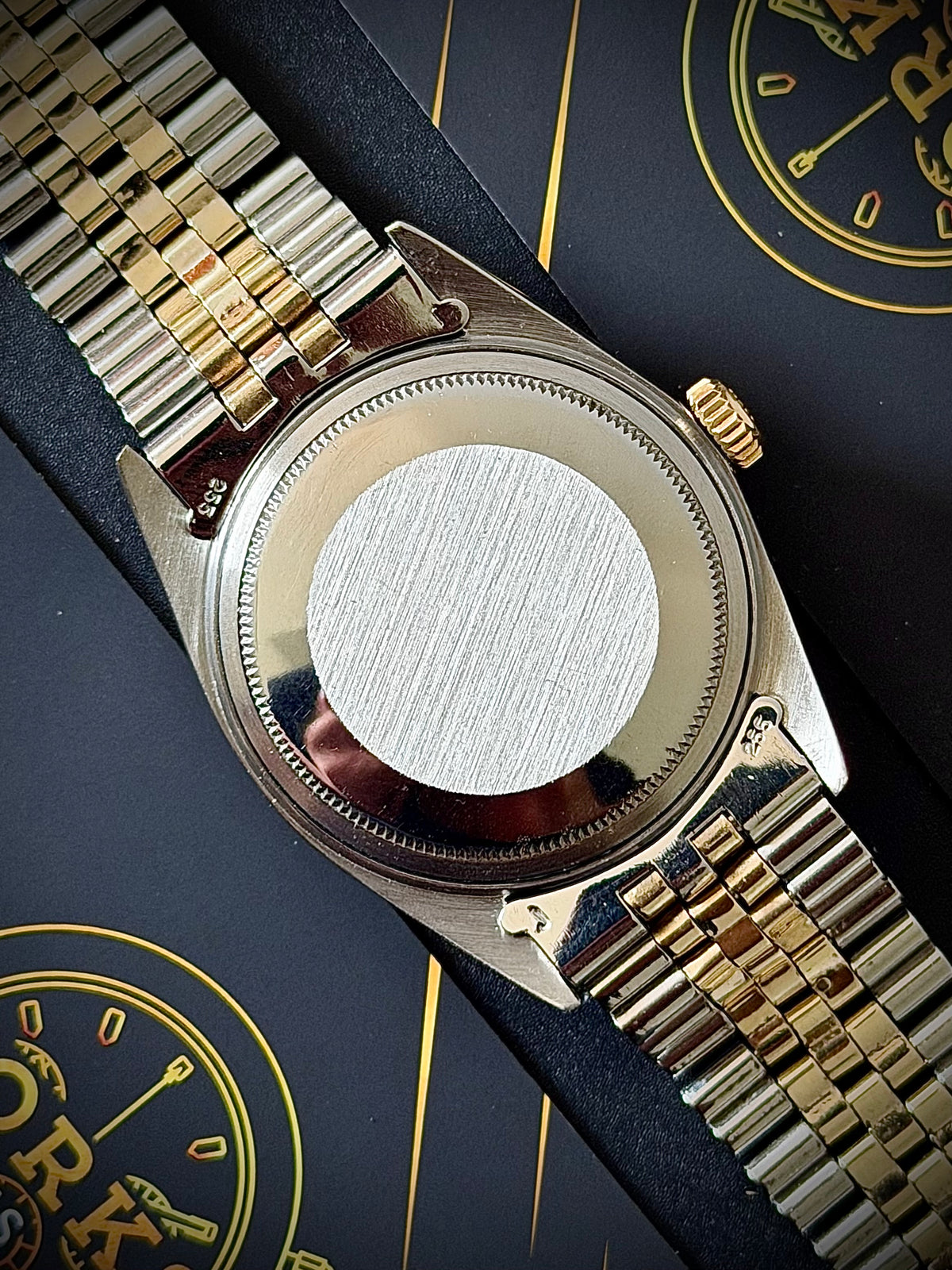 1975 ROLEX DATEJUST 36, 1601, TWO-TONE, PIE-PAN DIAL, FOLDED-LINK JUBILEE BRACELET, ROLEX SERVICE BOX, INC GST