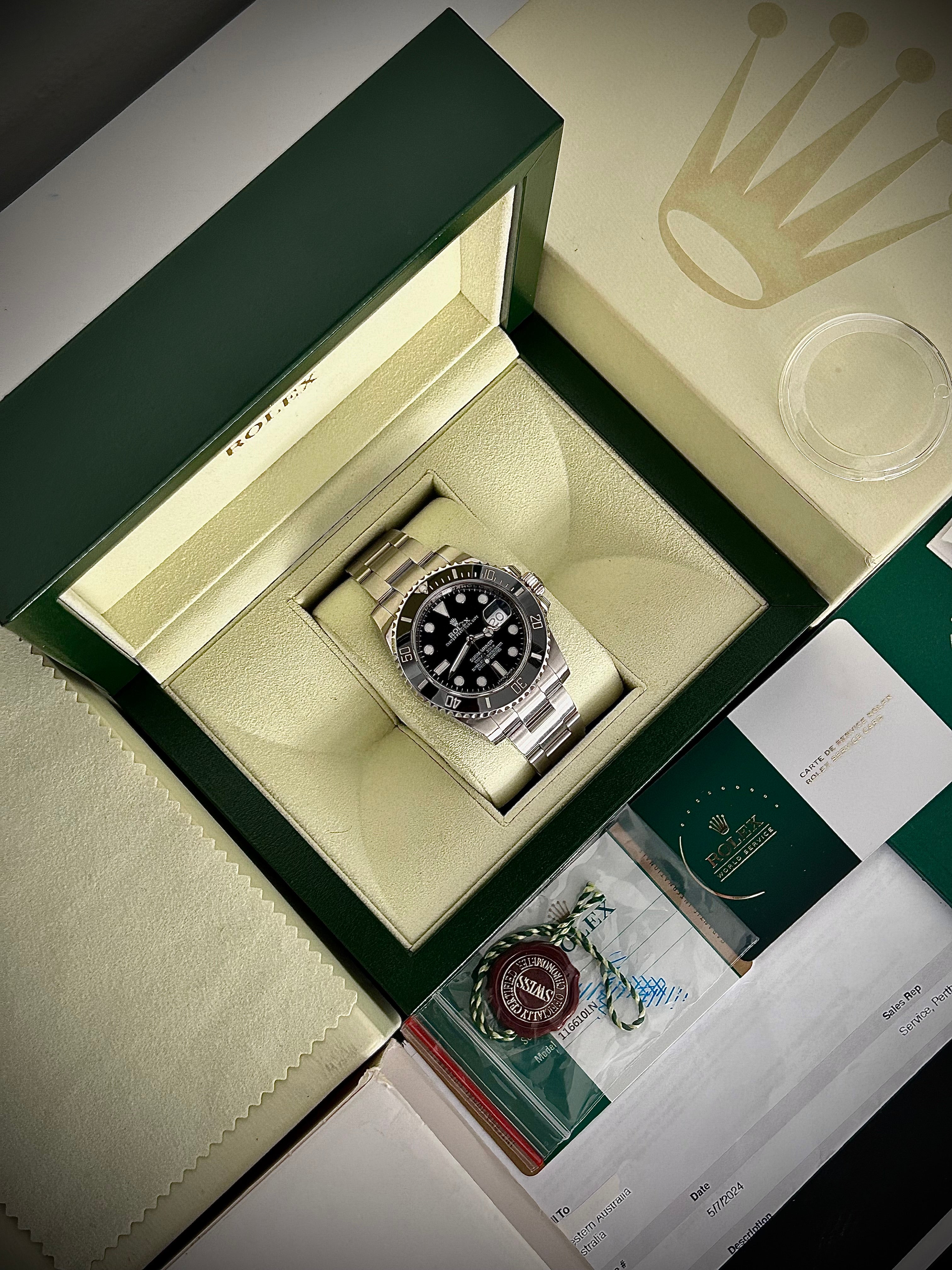 2016 ROLEX SUBMARINER DATE 116610LN, BOX AND PAPERS, WITH RSC, INC GST