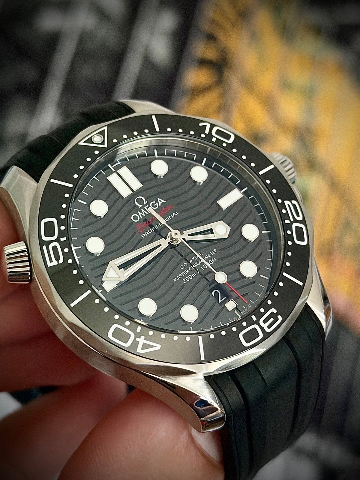 2025 OMEGA SEAMASTER DIVER 300M, 210.32.42.20.01.001, BLACK DIAL, BLACK RUBBER STRAP, FULL SET, INC GST