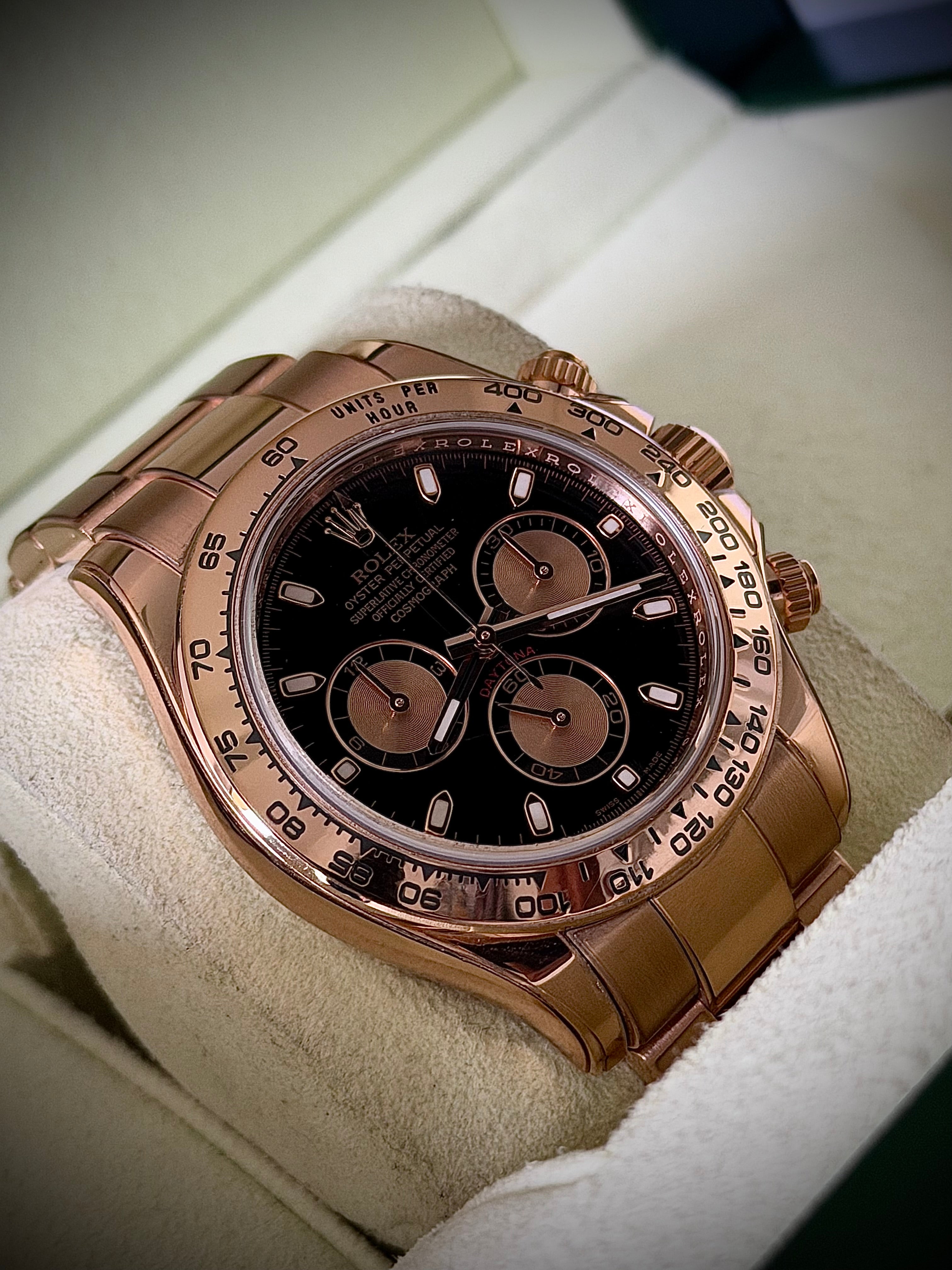 2011 ROLEX DAYTONA, FULL ROSE GOLD, 116505, FULL SET, INC GST