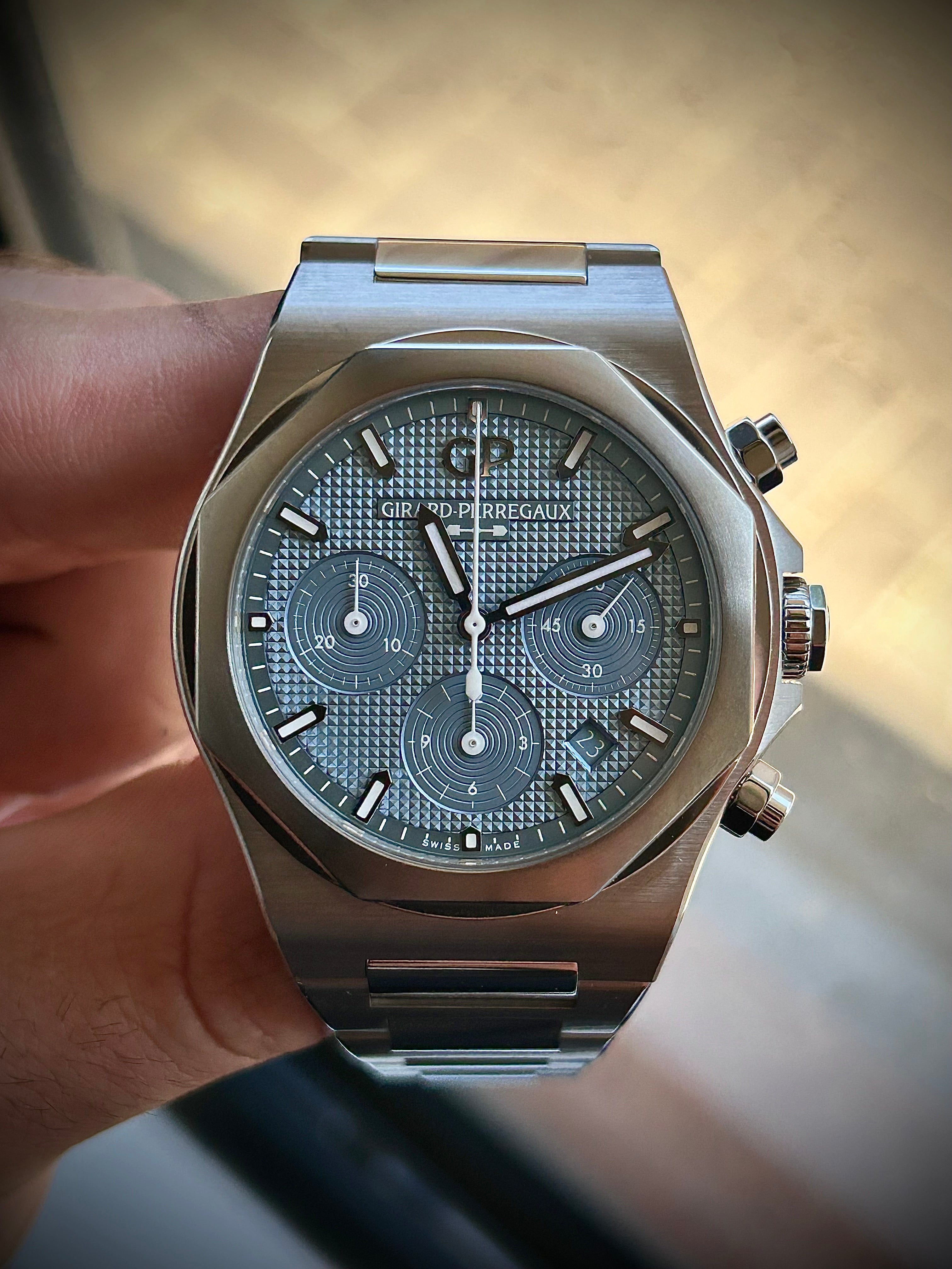 2024 GIRARD-PERREGAUX LAUREATO CHRONOGRAPH ICE BLUE, LIMITED TO 180 PIECES, FULL SET, INC GST