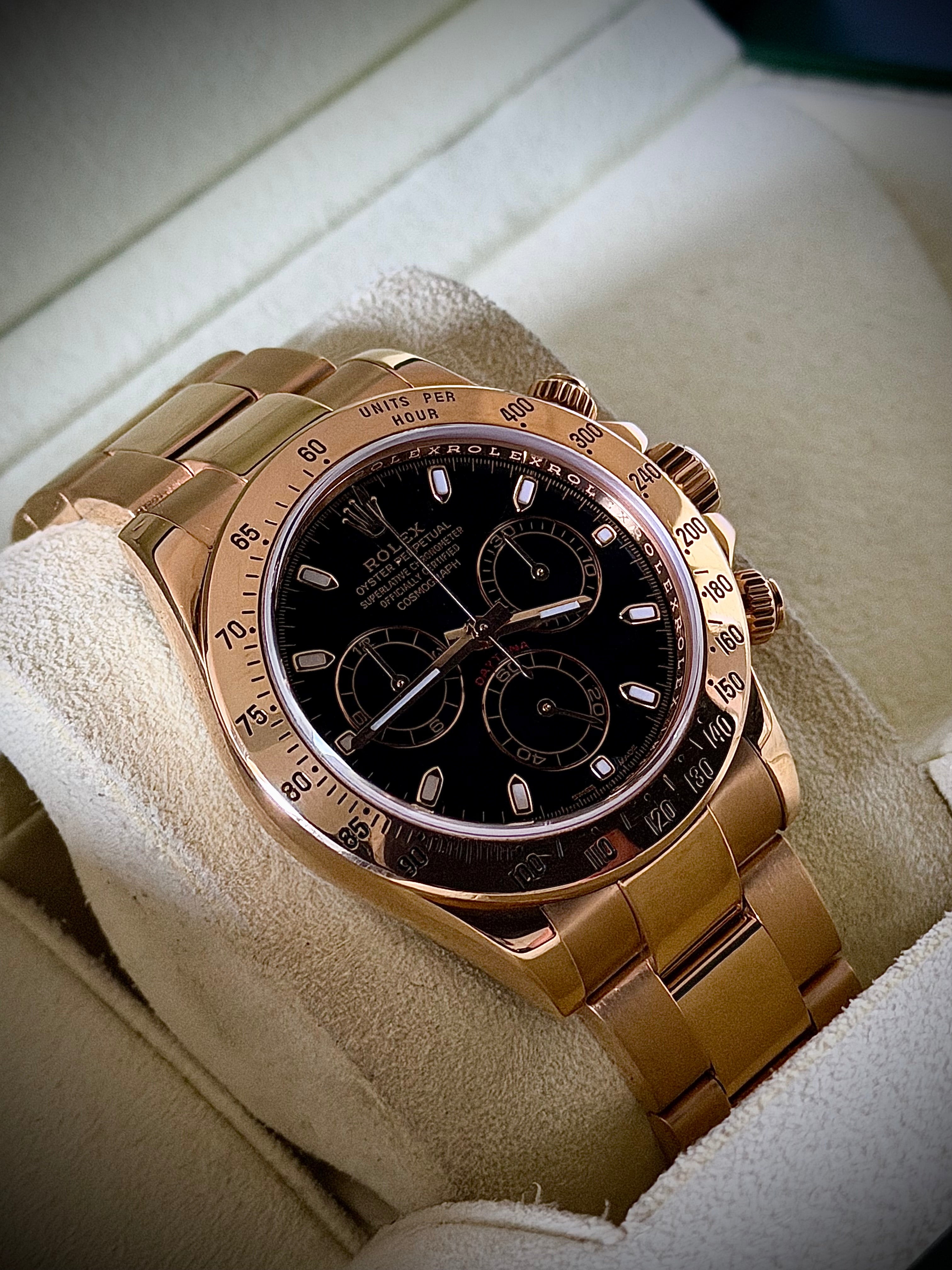 2014 ROLEX DAYTONA, FULL YELLOW GOLD, 116528, BOX AND PAPERS, INC GST