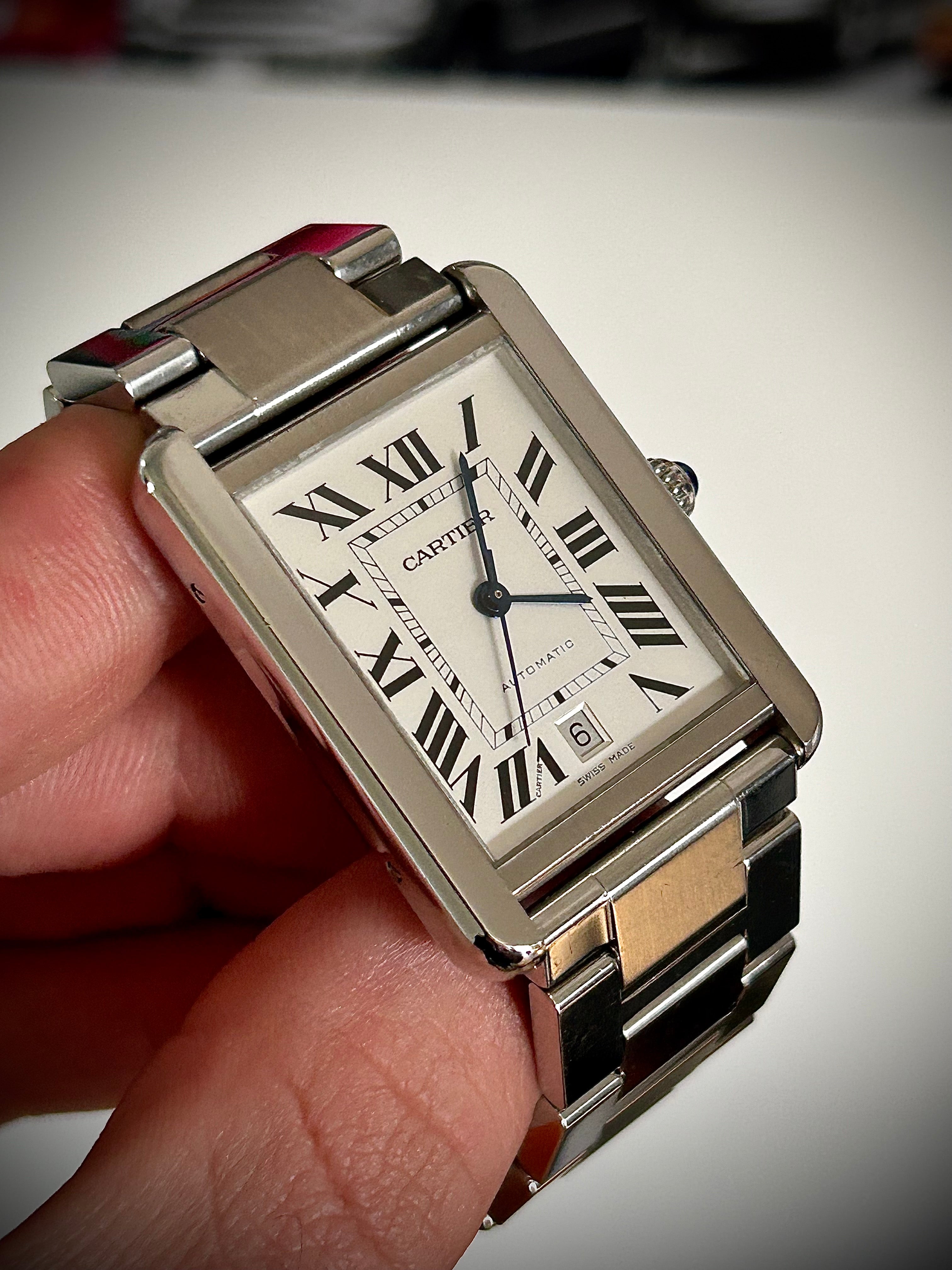 CARTIER TANK SOLO XL AUTOMATIC, W5200028, WATCH + CARTIER POUCH, INC GST