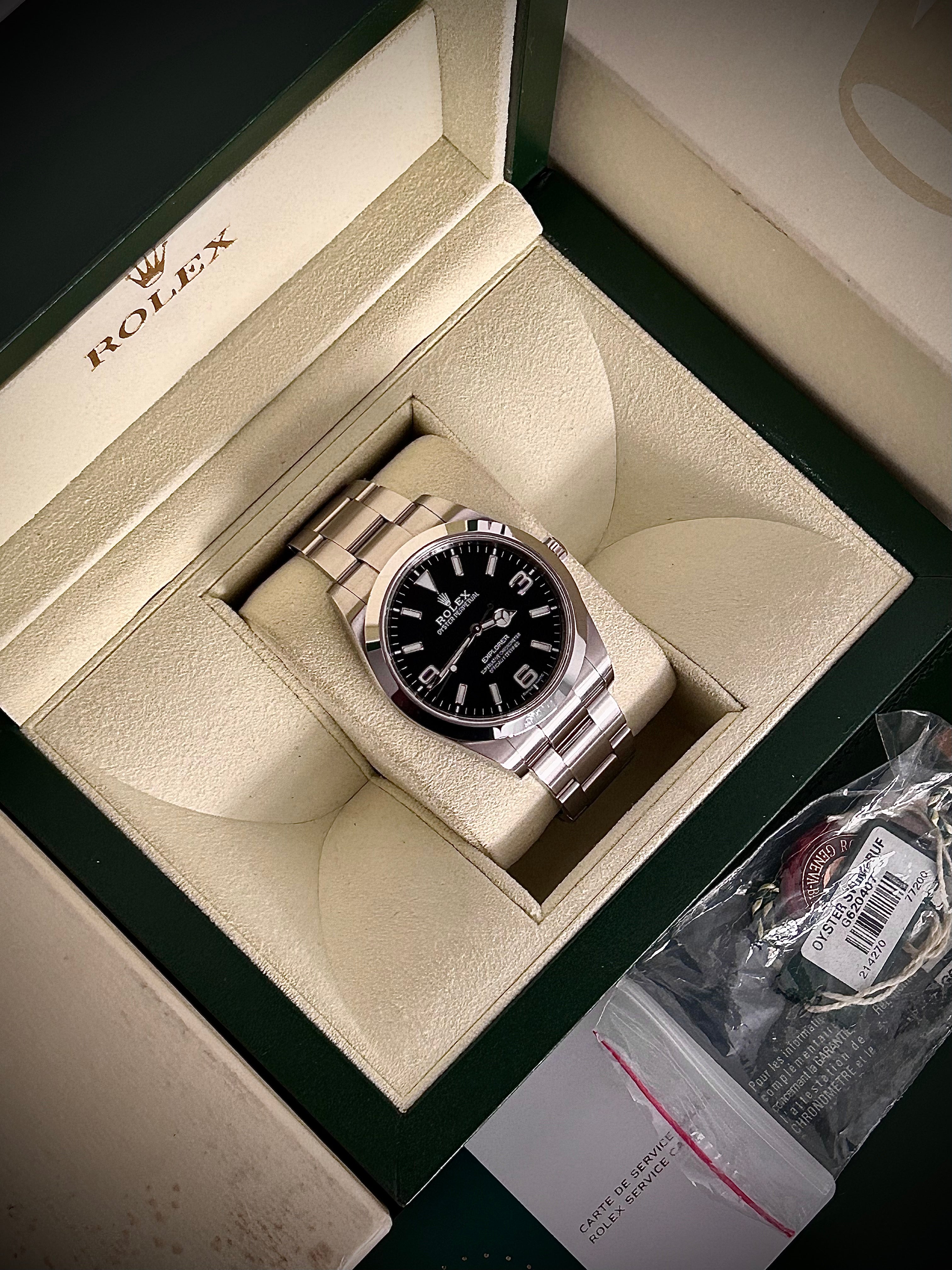 2013 ROLEX EXPLORER 39, 214270, WITH RSC, FULL SET, INC GST