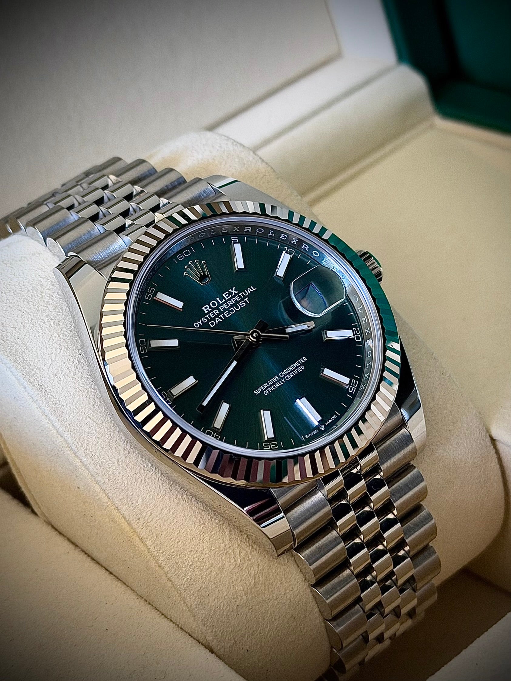 2025 ROLEX DATEJUST 41, MINT GREEN, 126334, FULL SET, INC GST