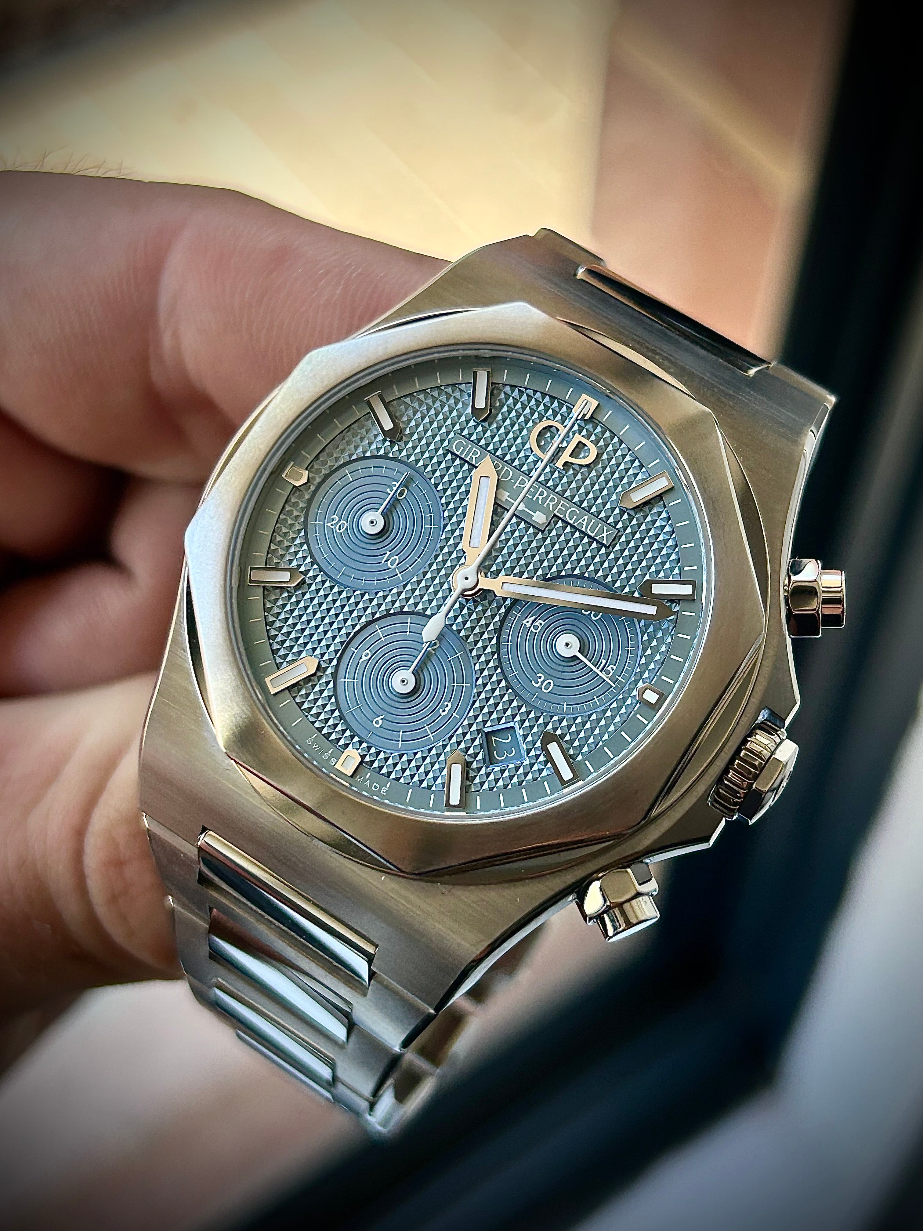 2024 GIRARD-PERREGAUX LAUREATO CHRONOGRAPH ICE BLUE, LIMITED TO 180 PIECES, FULL SET, INC GST