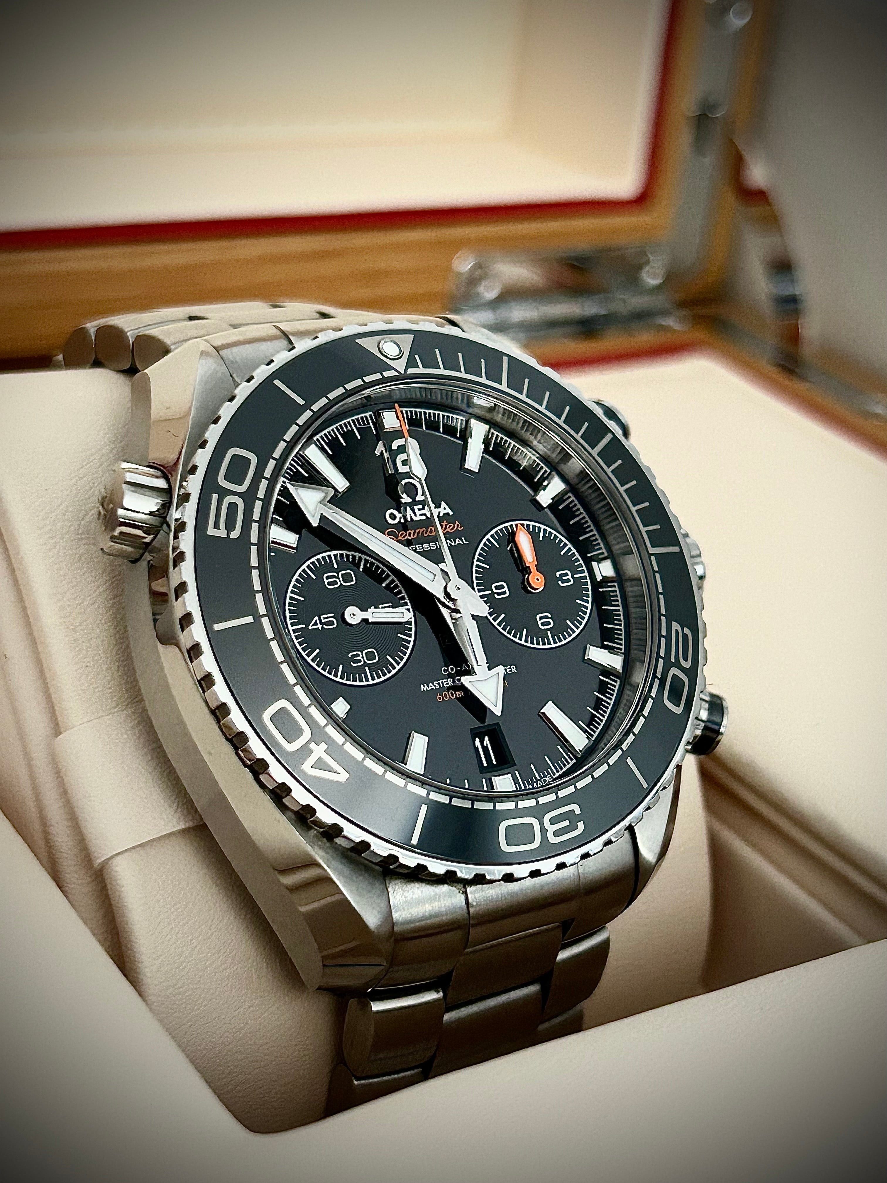 2023 OMEGA SEAMASTER PLANET OCEAN CO AXIAL CHRONOGRAPH 600M, 45.5MM, FULL SET, INC GST