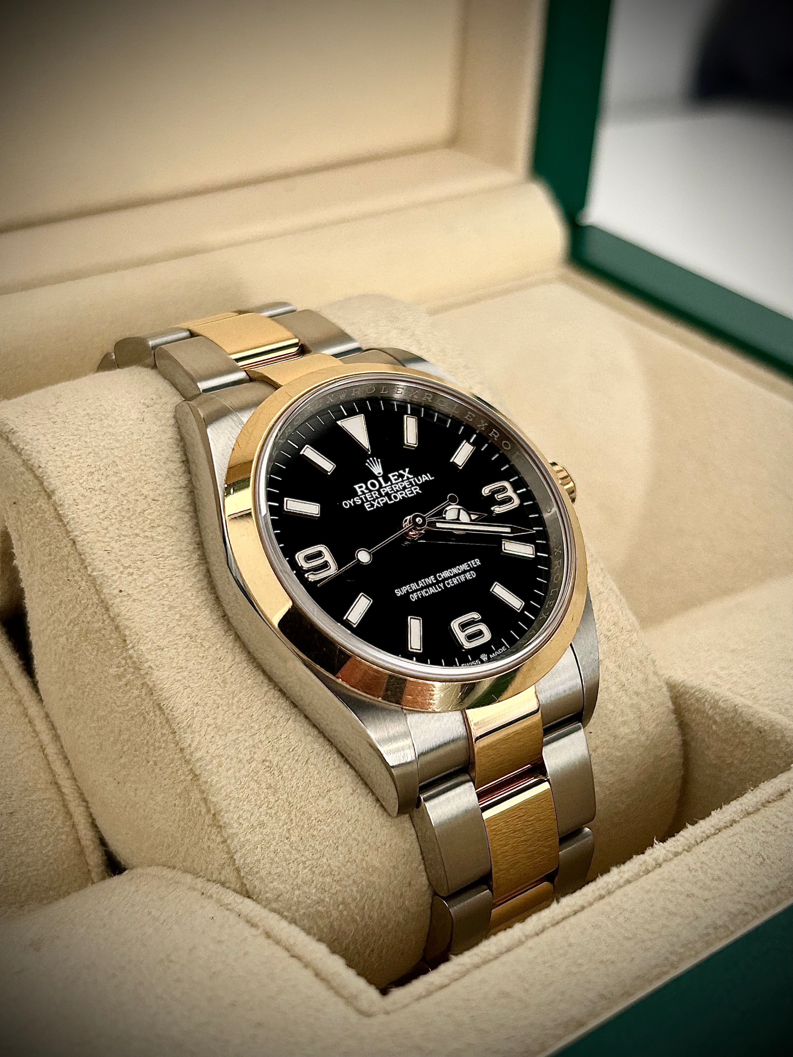 2024 ROLEX EXPLORER 36 TWO TONE, 124273, FULL SET, INC GST