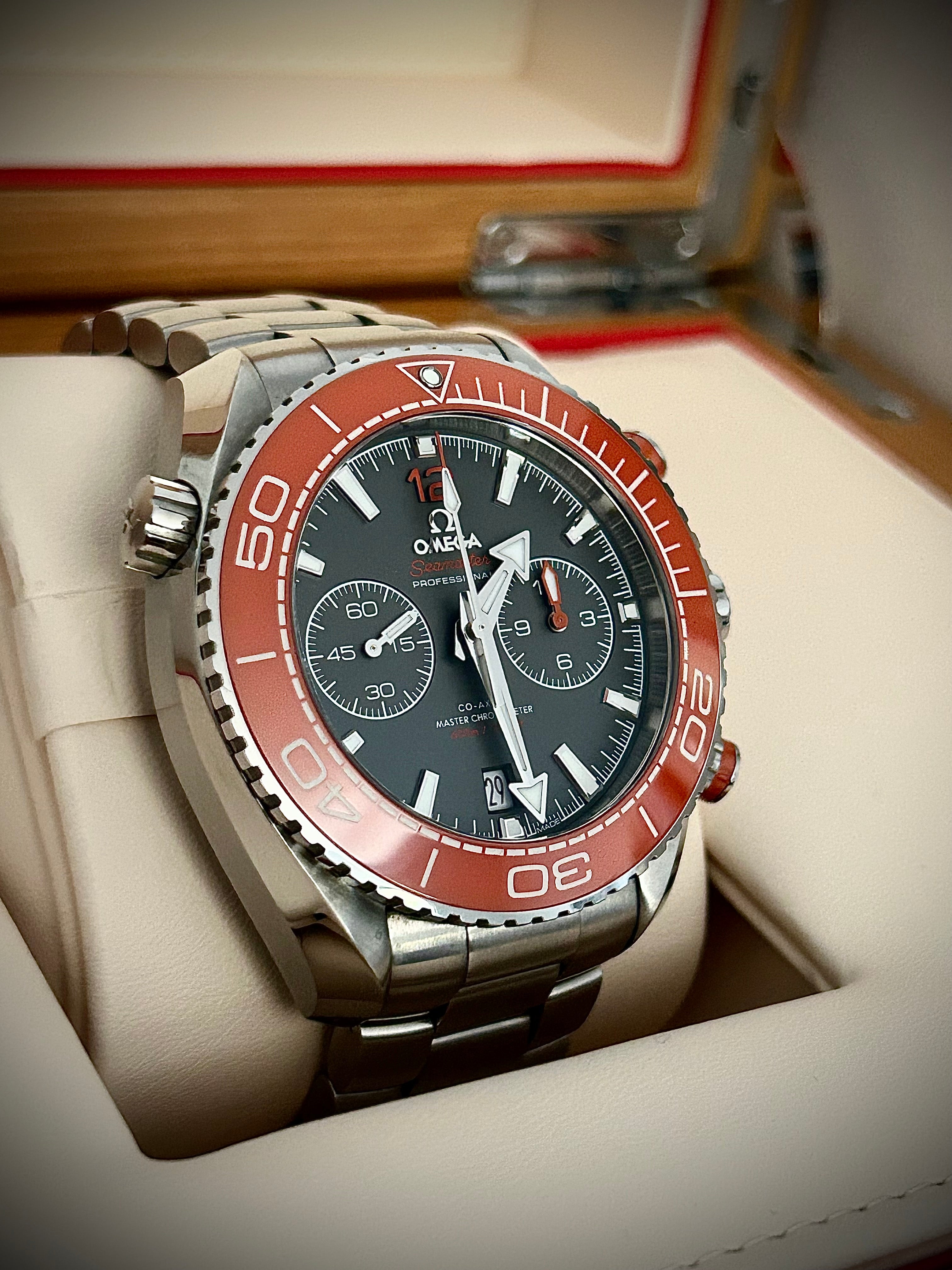 2022 OMEGA SEAMASTER PLANET OCEAN CO AXIAL CHRONOGRAPH 600M, 45.5MM, FULL SET, INC GST