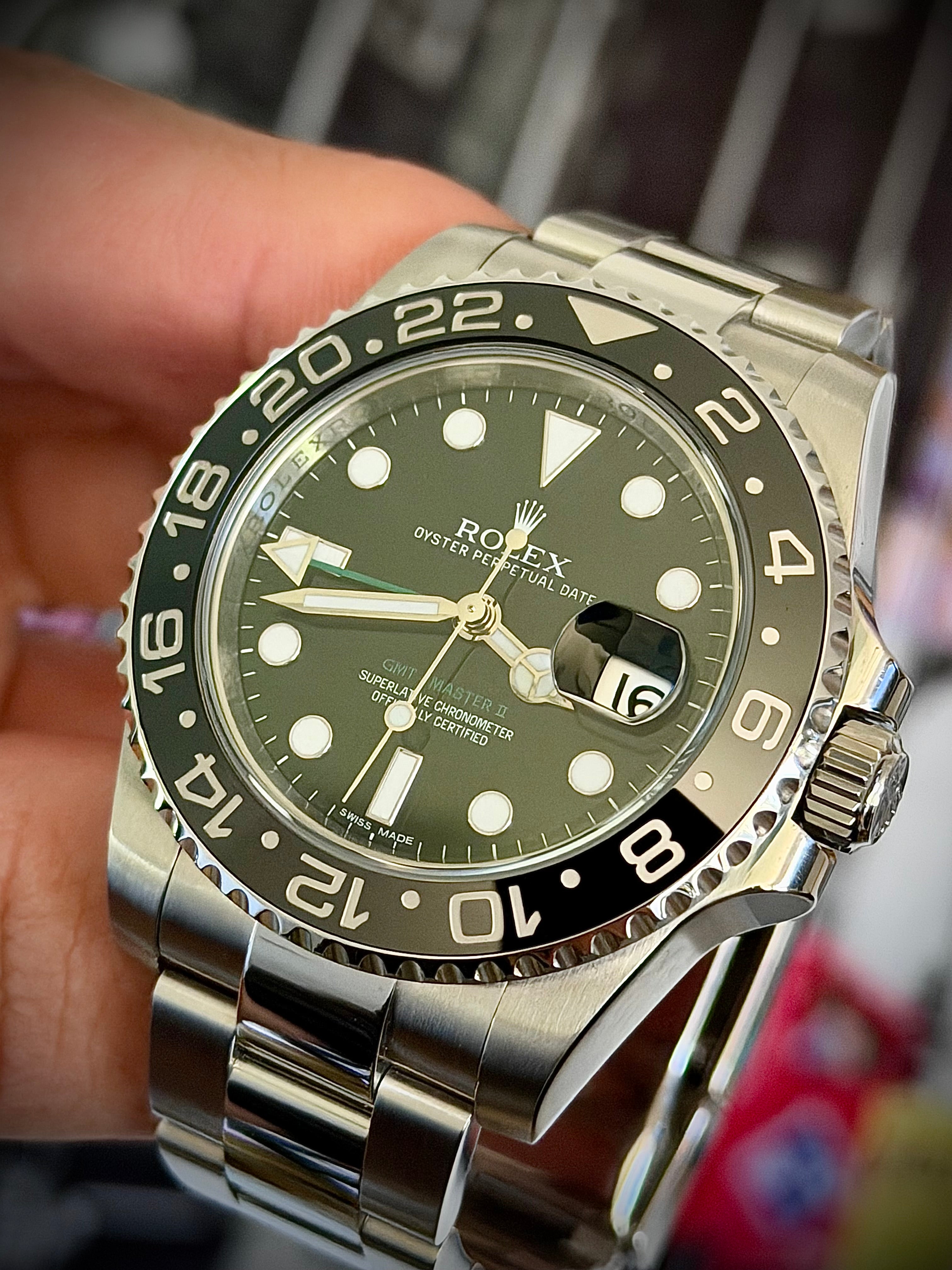 2012 ROLEX GMT-MASTER II, 116710LN, GREEN GMT HAND, FULL SET, INC GST