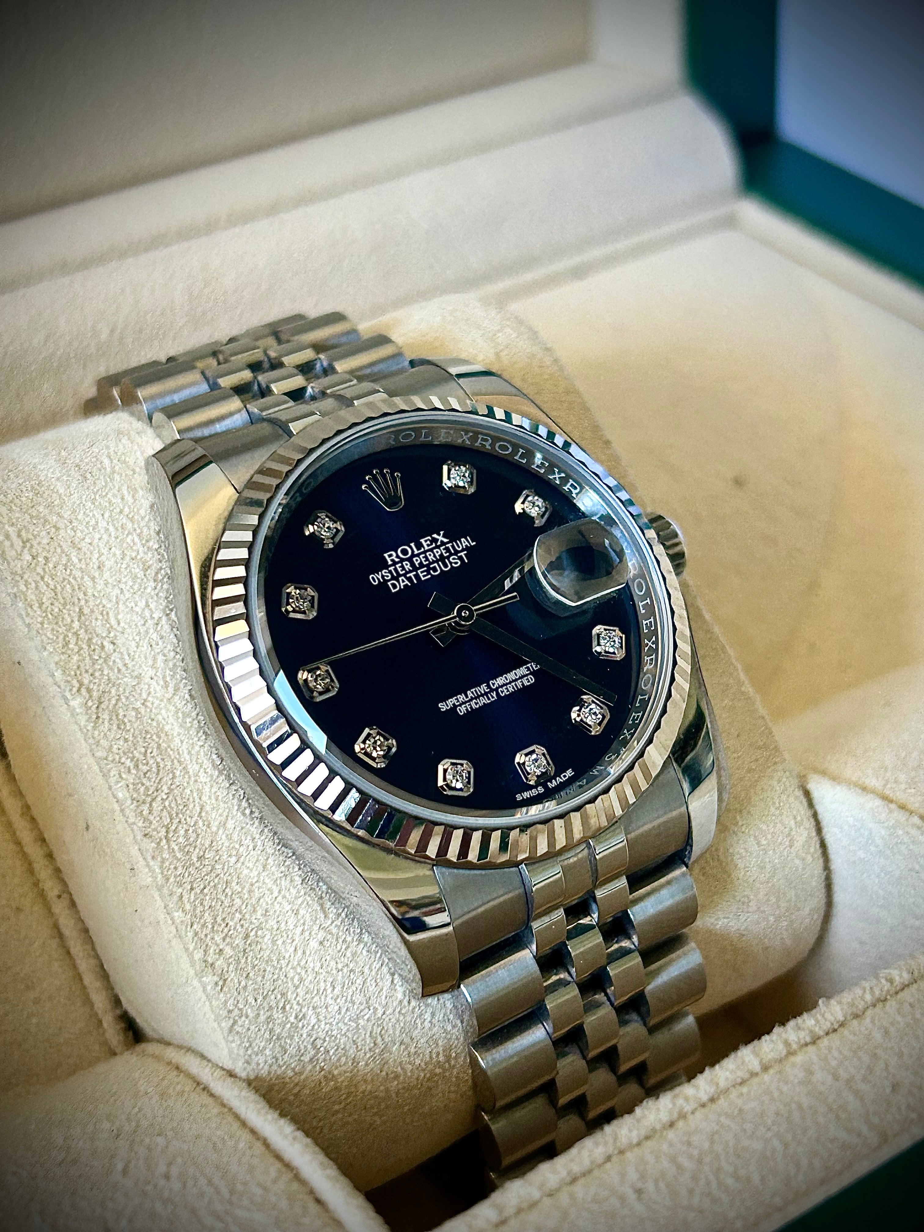2017 ROLEX DATEJUST 36, 116234, BLUE DIAMOND  DIAL, FULL SET, INC GST