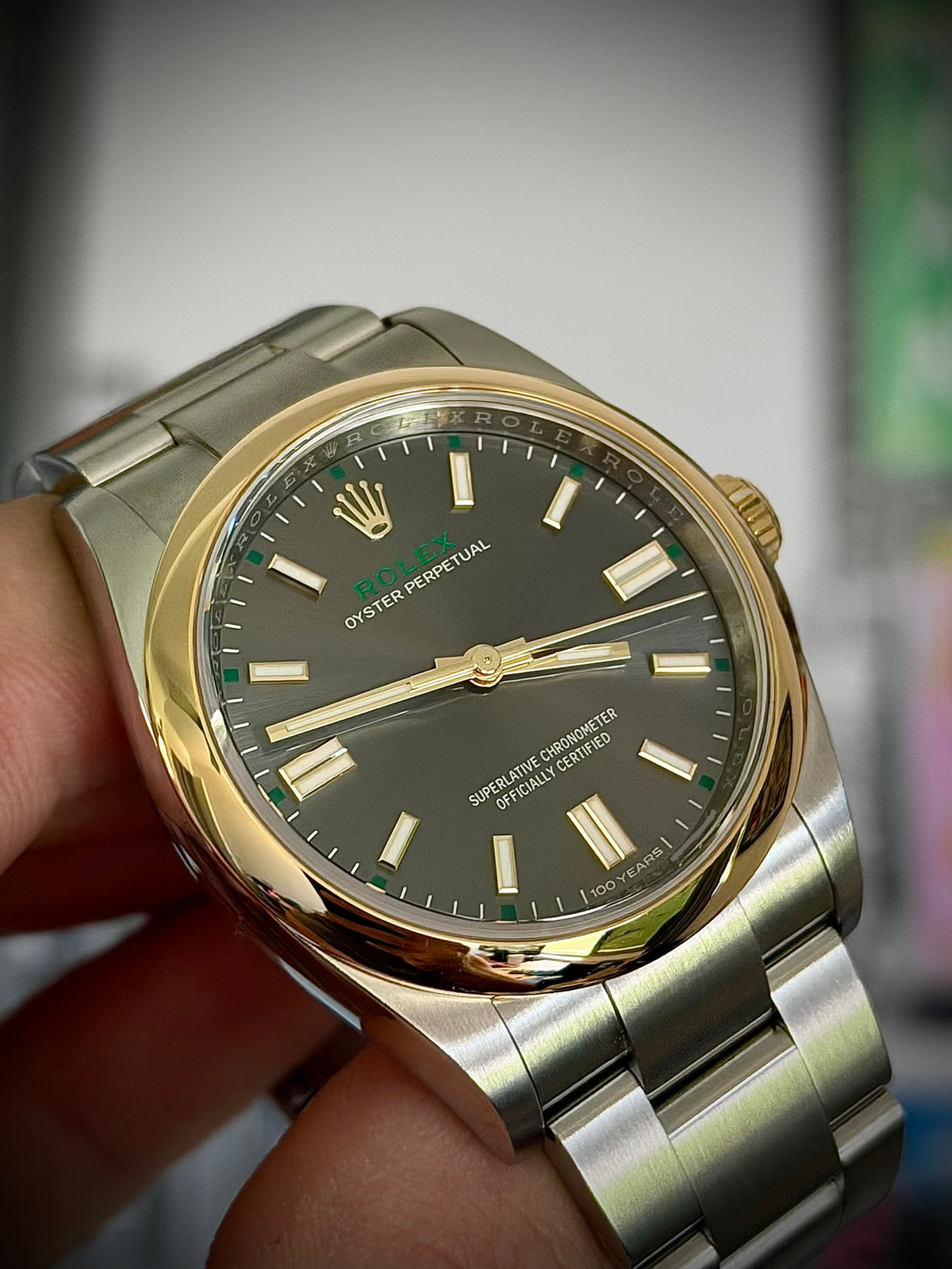 2026 ROLEX OYSTER PERPETUAL 36 “100 YEARS”, 126003, SLATE DIAL, YELLOW ROLESOR, AS NEW, FULL SET, INC GST