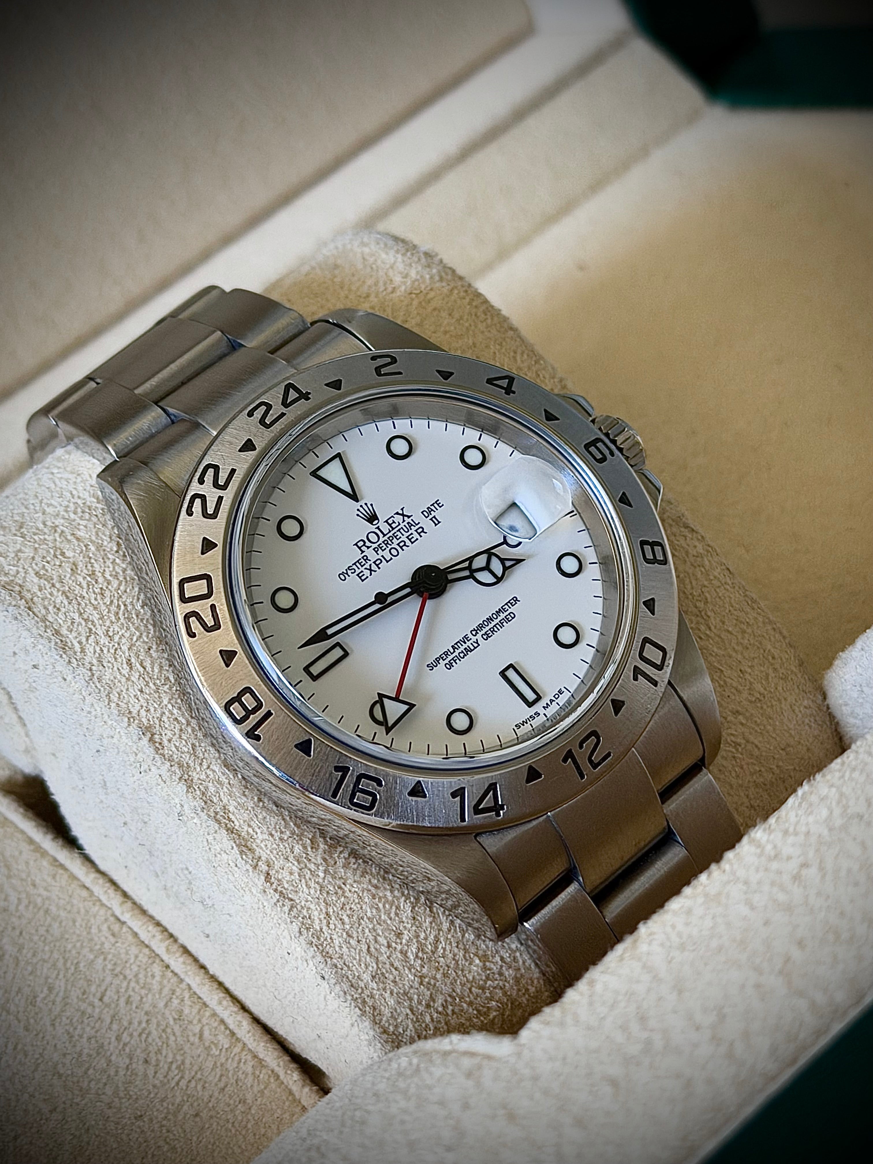 2004 ROLEX EXPLORER II “POLAR”, 16570, NO-HOLES CASE, BOX & BOOKLETS, INC GST