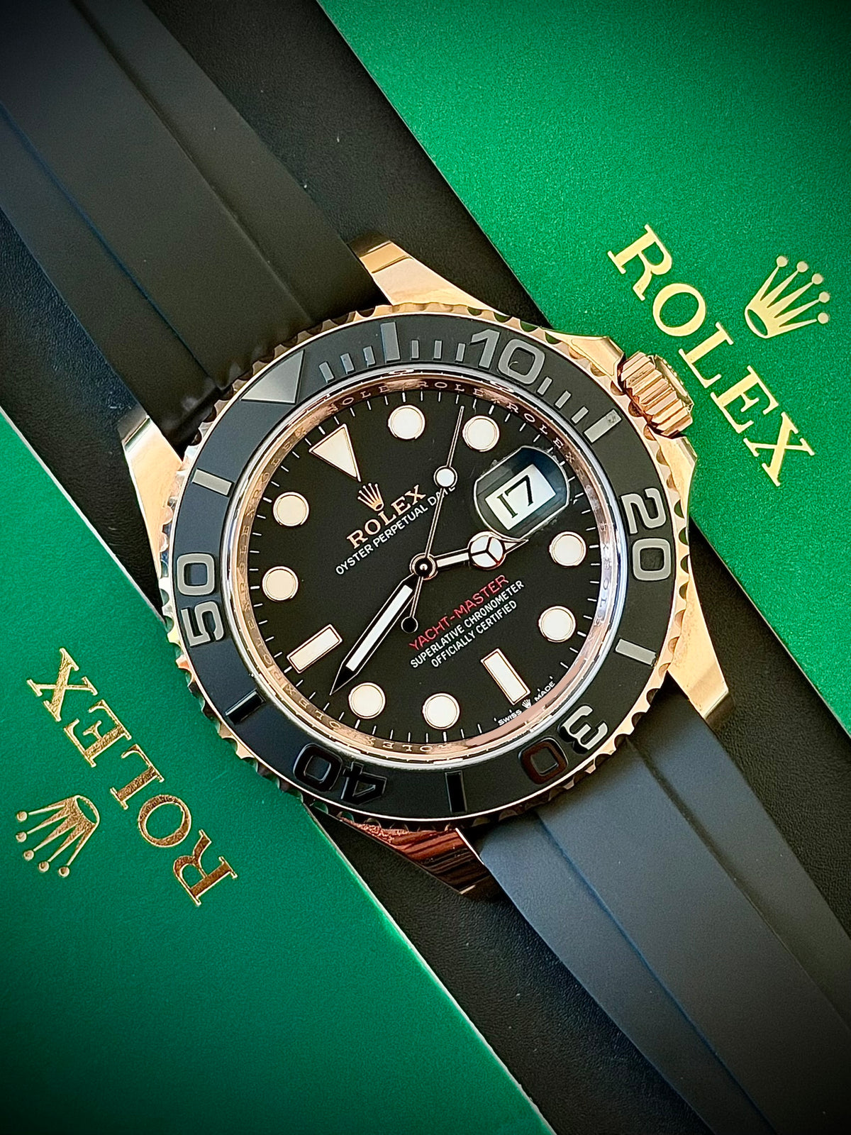 2024 ROLEX YACHT-MASTER 40, 126655, 18CT EVEROSE GOLD, OYSTERFLEX, FULL SET, INC GST