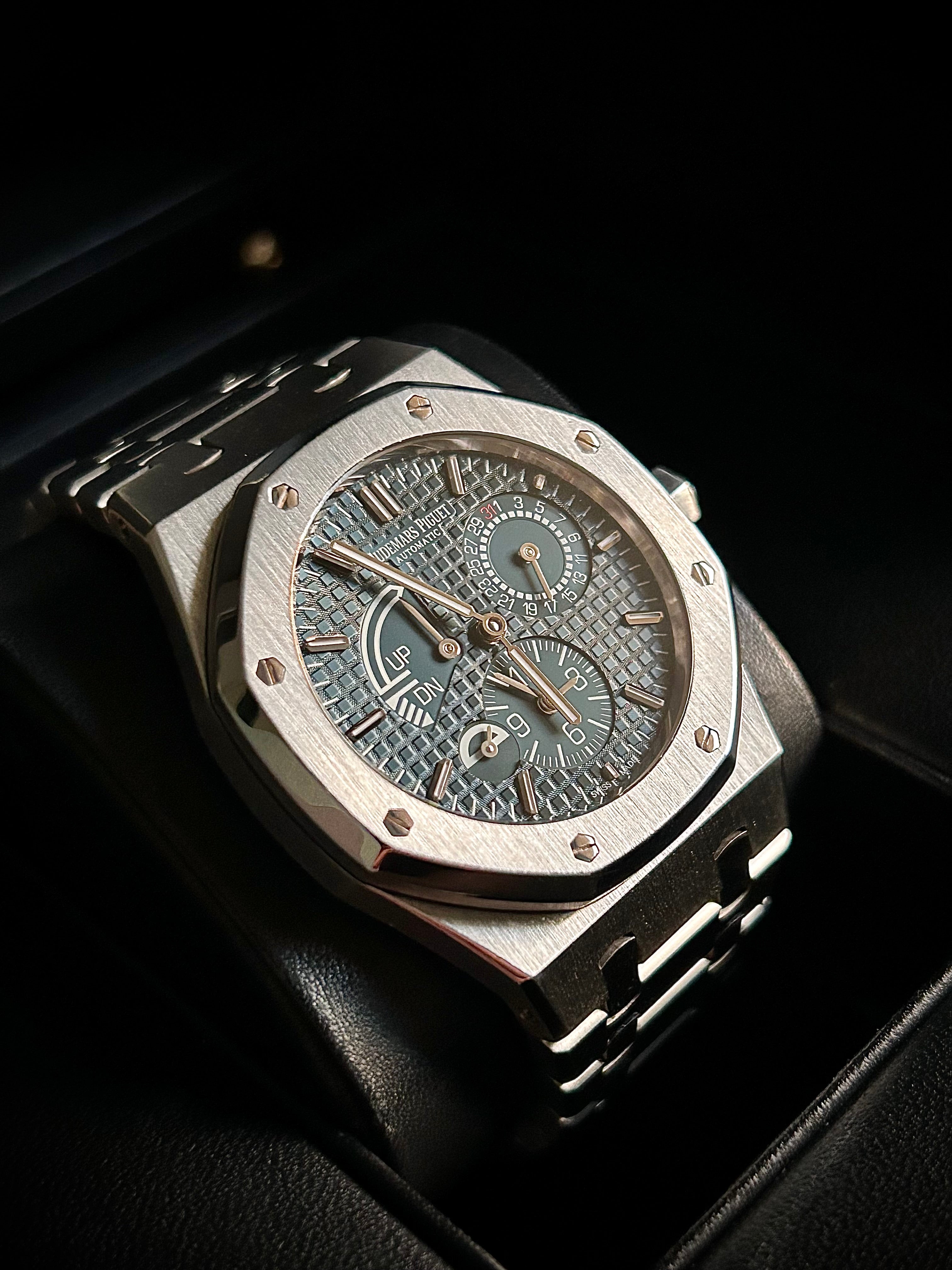 2017 AUDEMARS PIGUET ROYAL OAK DUAL TIME, BLUE DIAL, 26120ST, FULL SET, INC GST
