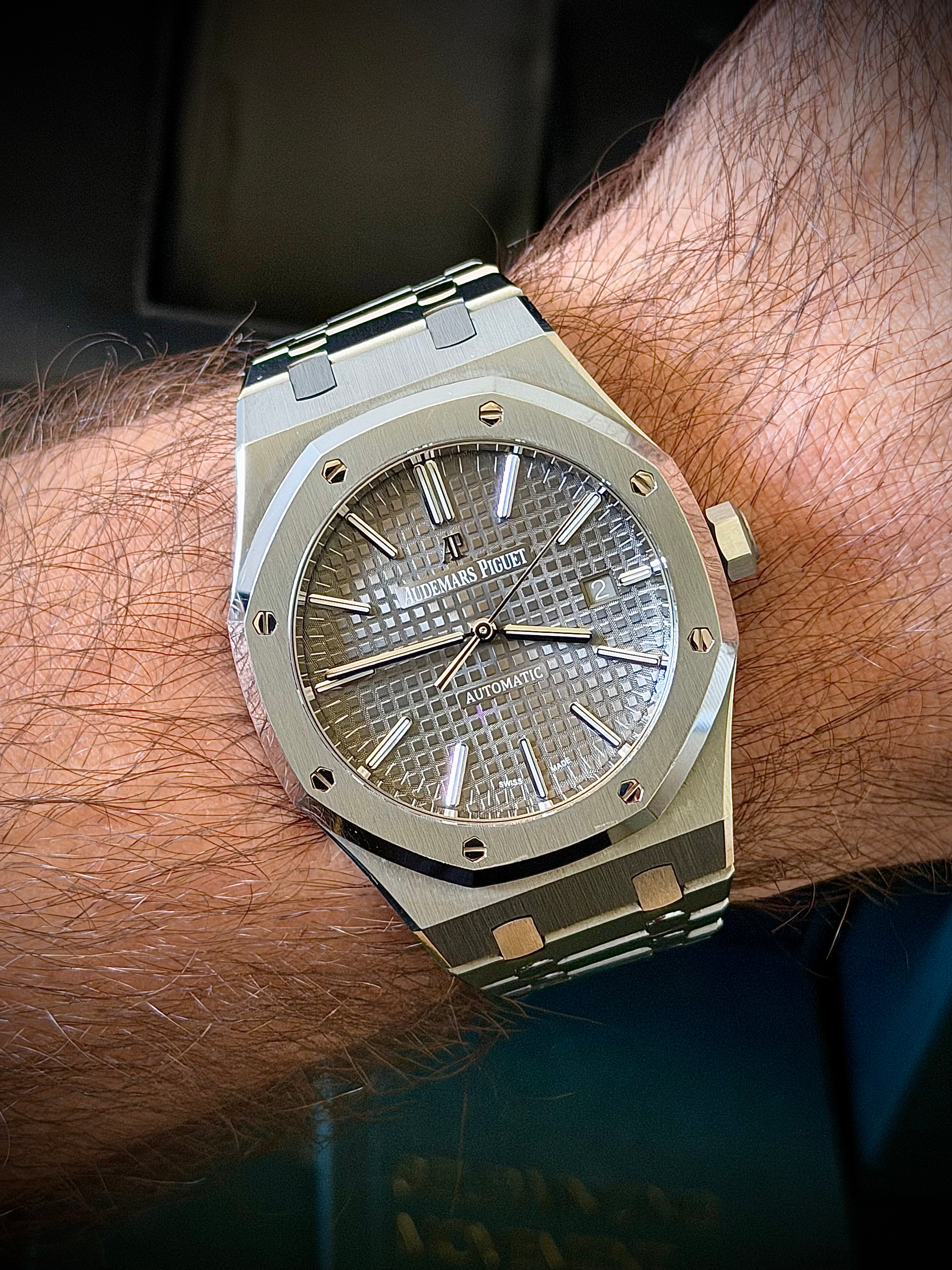 2019 AUDEMARS PIGUET ROYAL OAK 41, 15400ST.OO.1220ST.04, GREY RUTHENIUM DIAL, FULL SET, 2025 AP SERVICE, INC GST