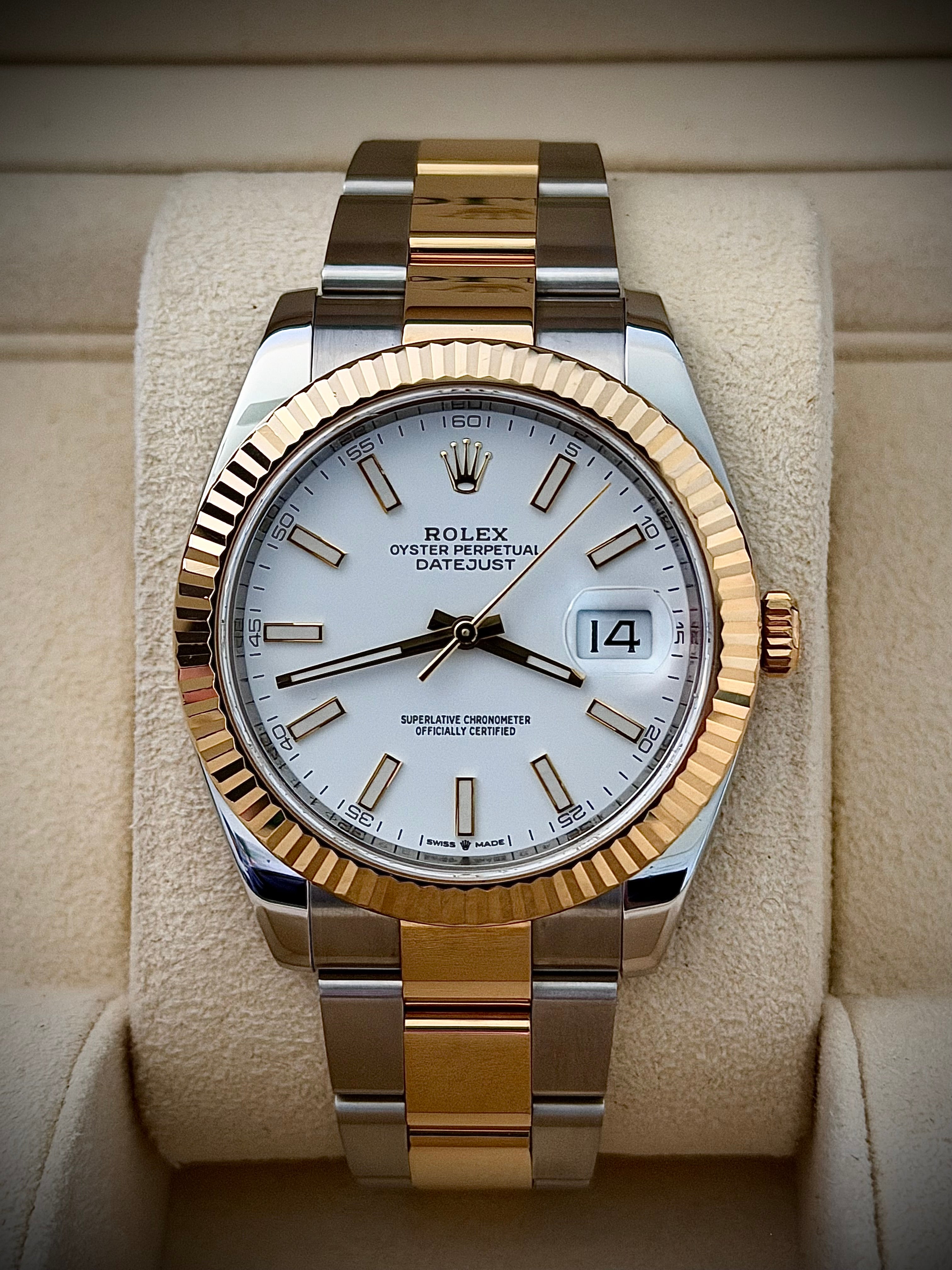 2016 ROLEX DATEJUST 41, 126333, WHITE DIAL, FLUTED BEZEL, OYSTER BRACELET, FULL SET, INC GST