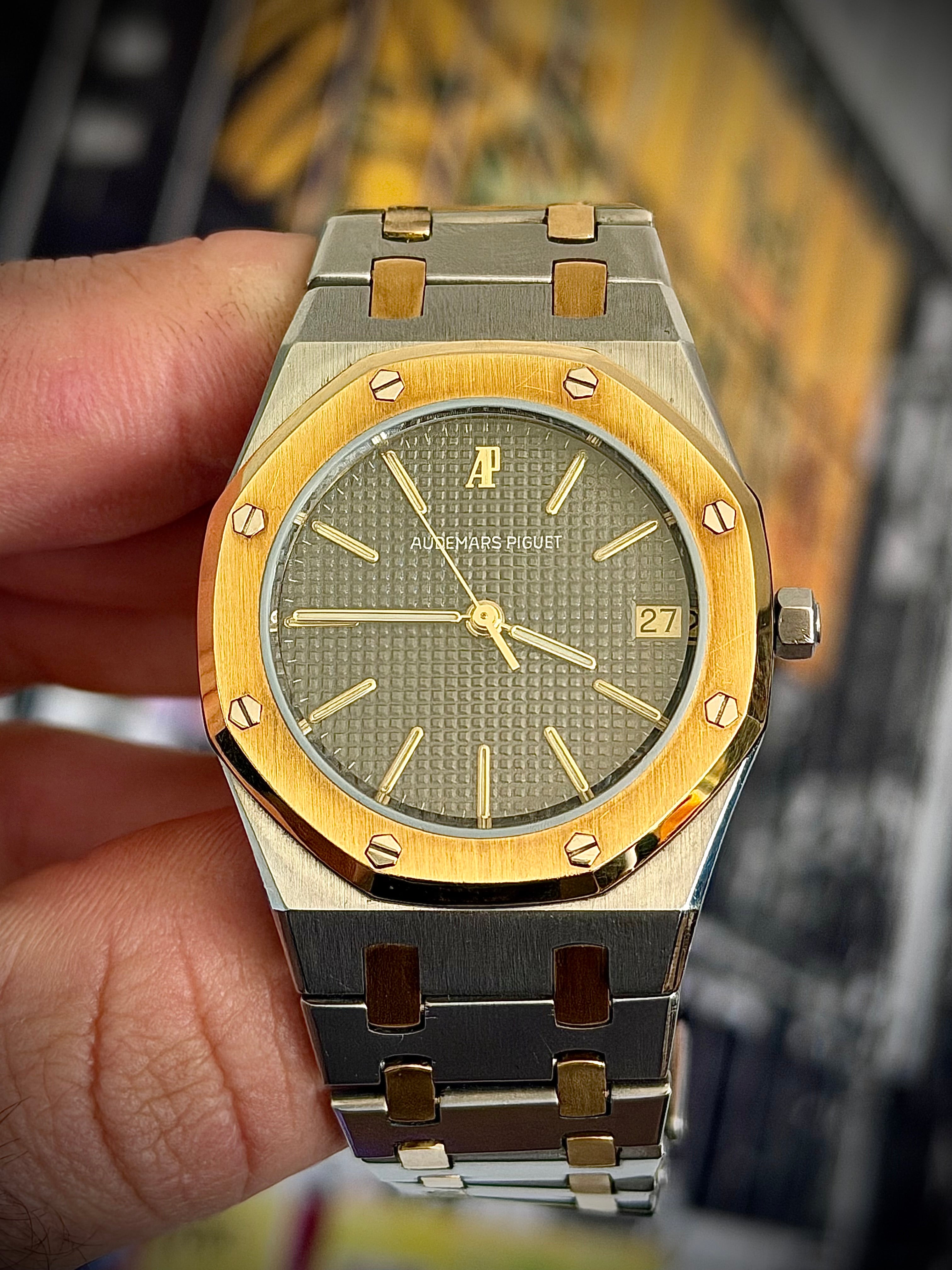 CIRCA 1980 AUDEMARS PIGUET ROYAL OAK, 4100SA, TWO TONE, WATCH & BOX, INC GST