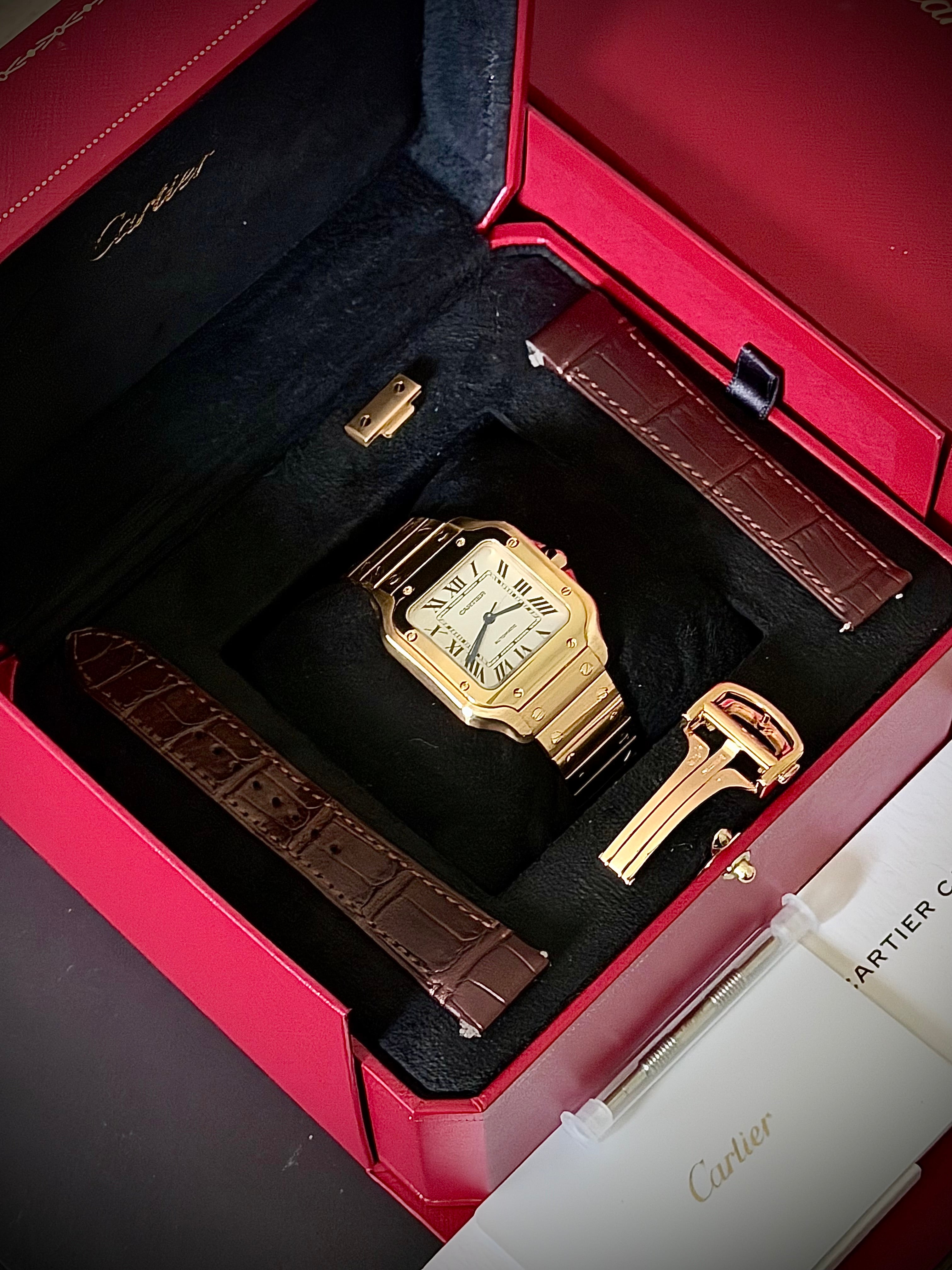 2025 CARTIER SANTOS DE CARTIER MEDIUM, WGSA0030, 18CT YELLOW GOLD, FULL SET, INC GST