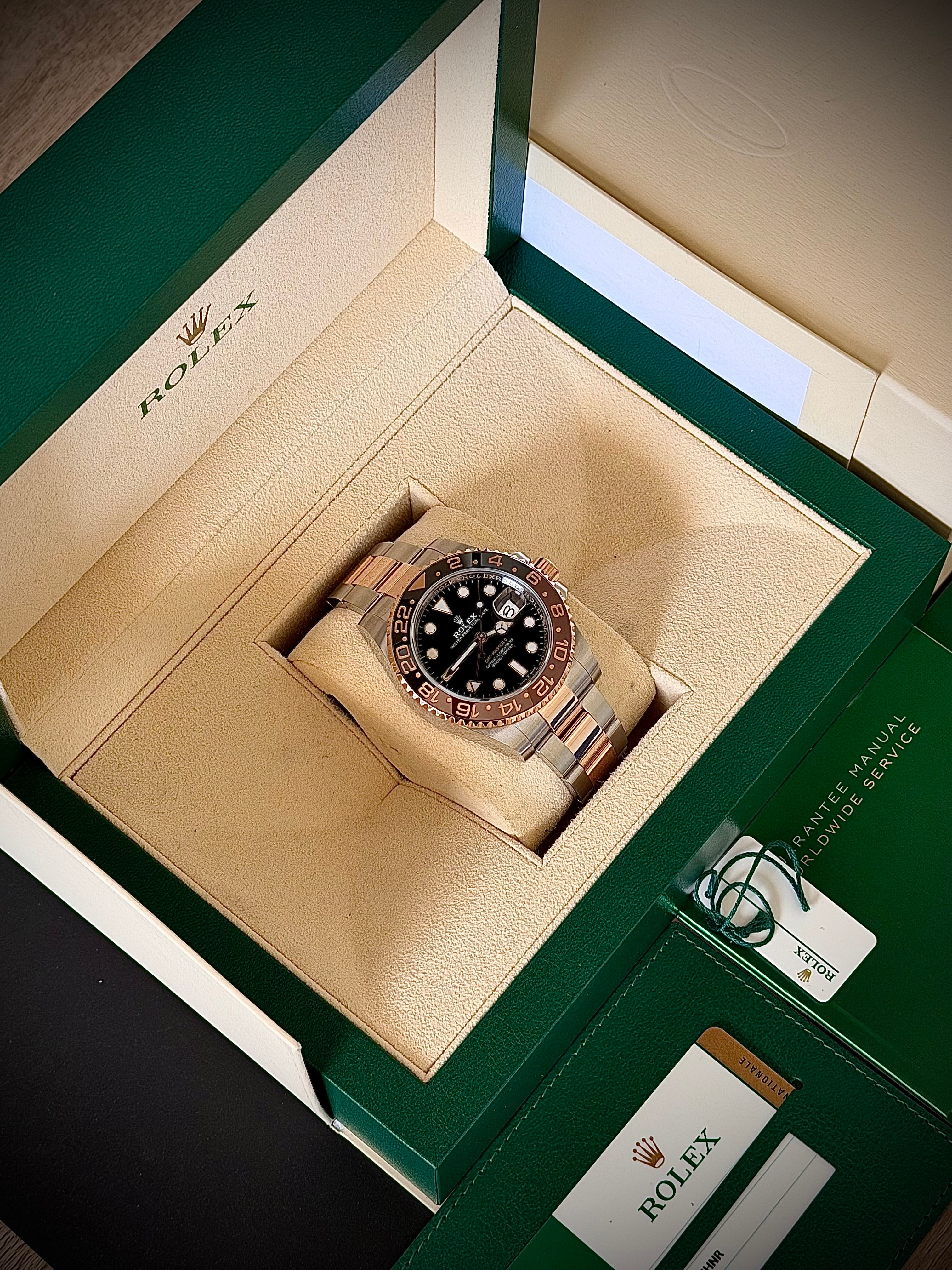 2018 ROLEX GMT MASTER II, ROOTBEER, 126711CHNR, FULL SET, INC GST