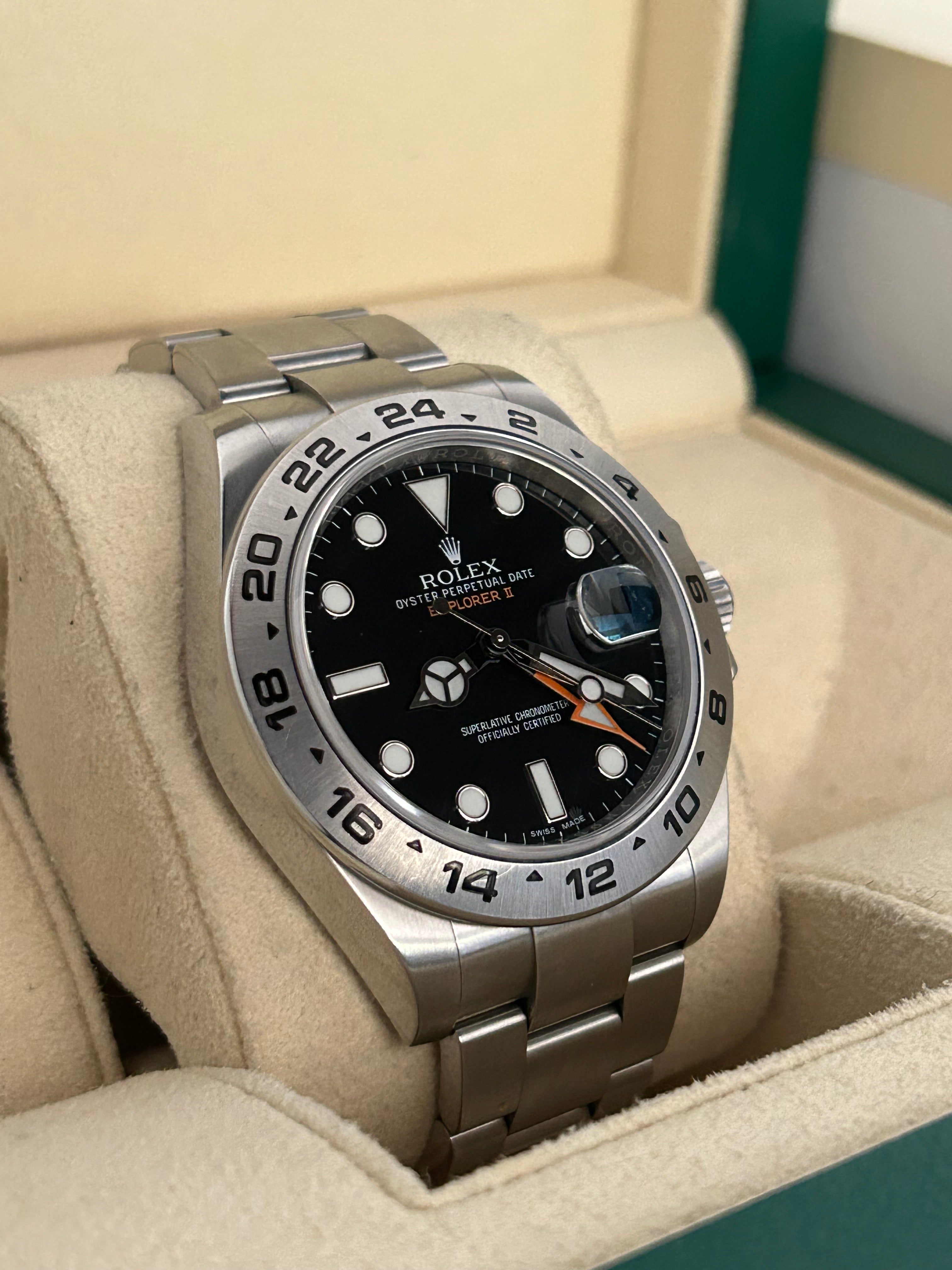 2016 ROLEX EXPLORER II, BLACK DIAL, 216570, FULL SET, INC GST