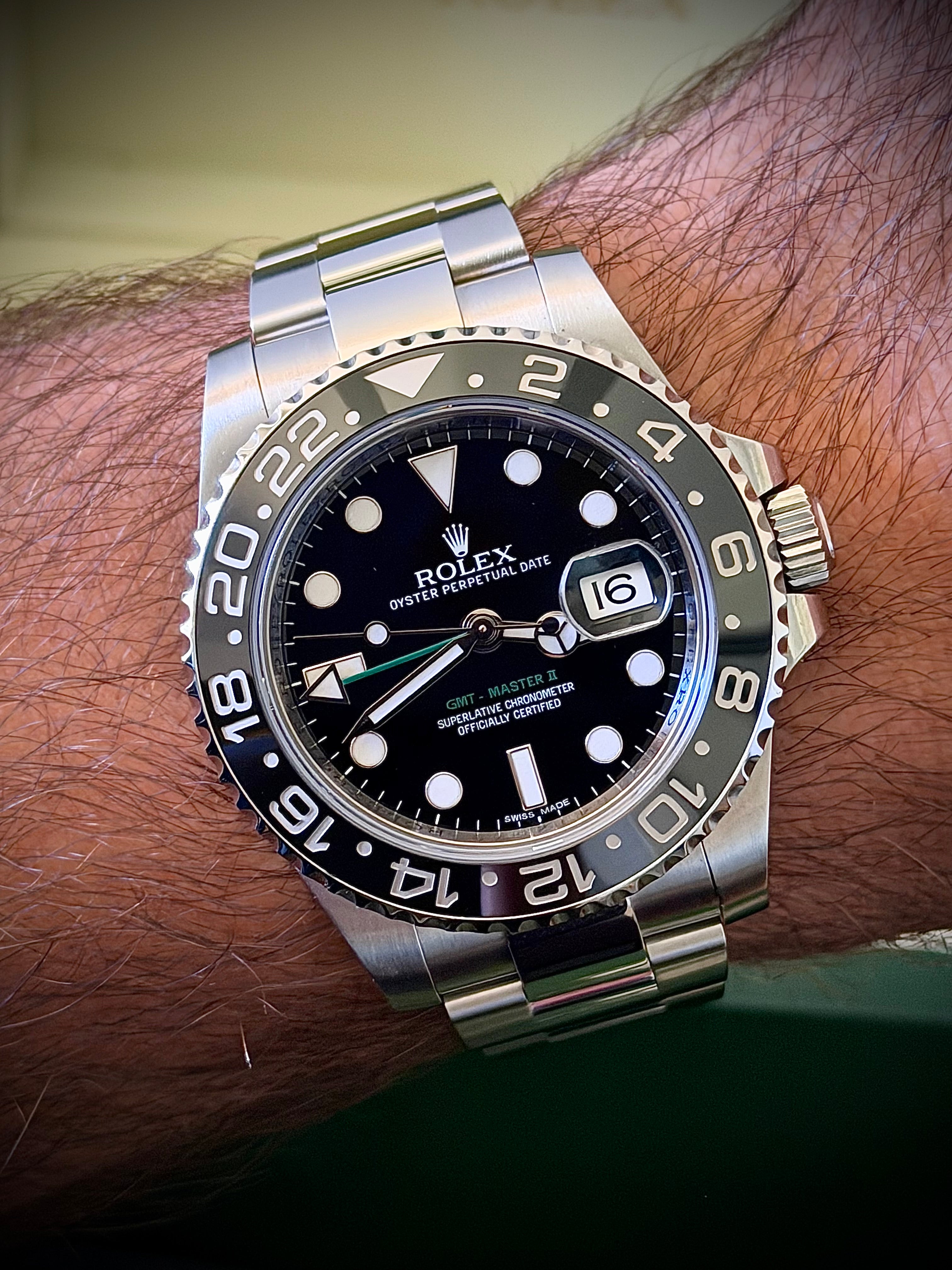 2012 ROLEX GMT-MASTER II, 116710LN, GREEN GMT HAND, FULL SET, INC GST