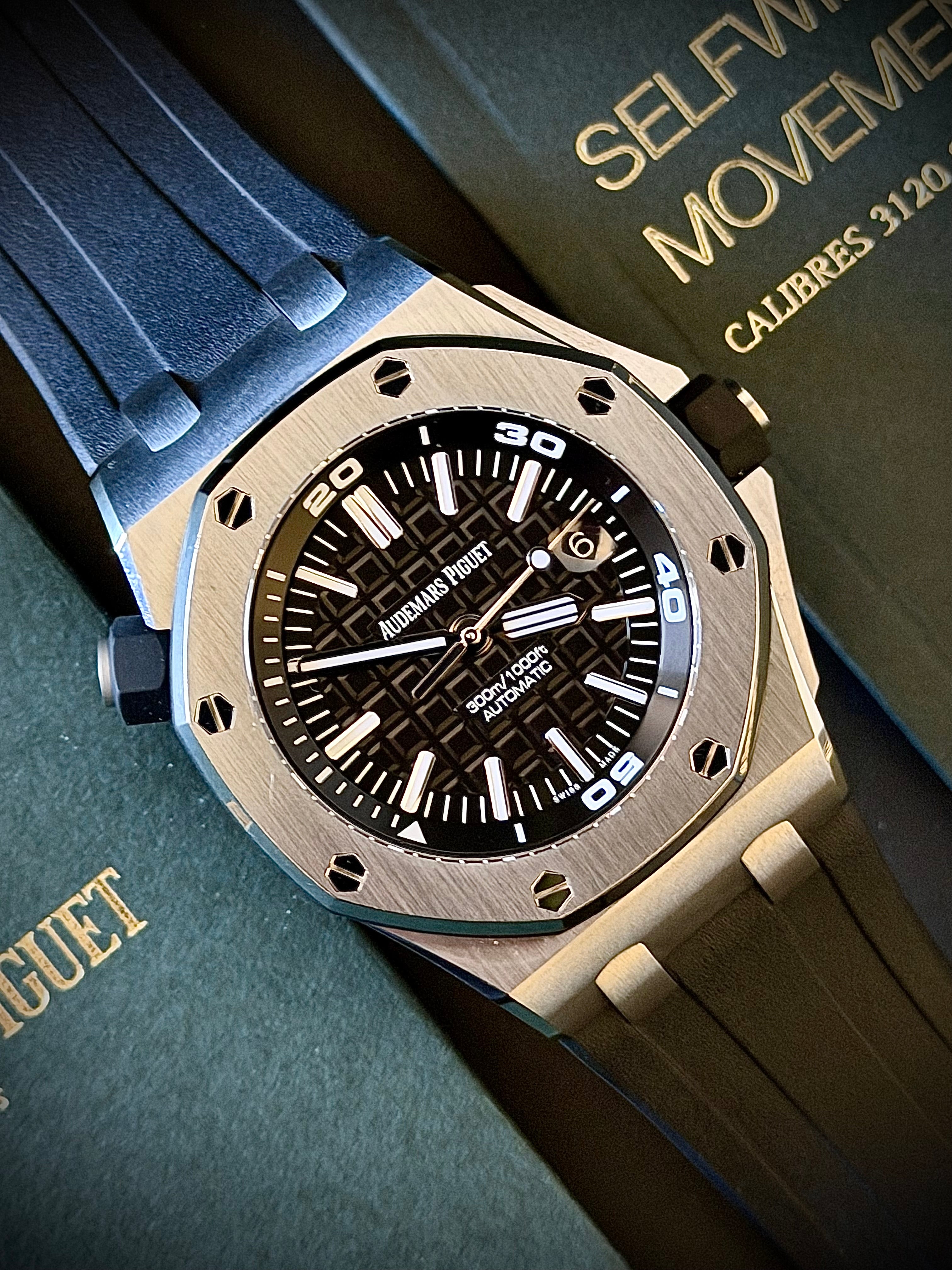 2018 AUDEMARS PIGUET ROYAL OAK OFFSHORE DIVER, 15710ST.OO.A002CA.01, BLACK DIAL, FULL SET, INC GST