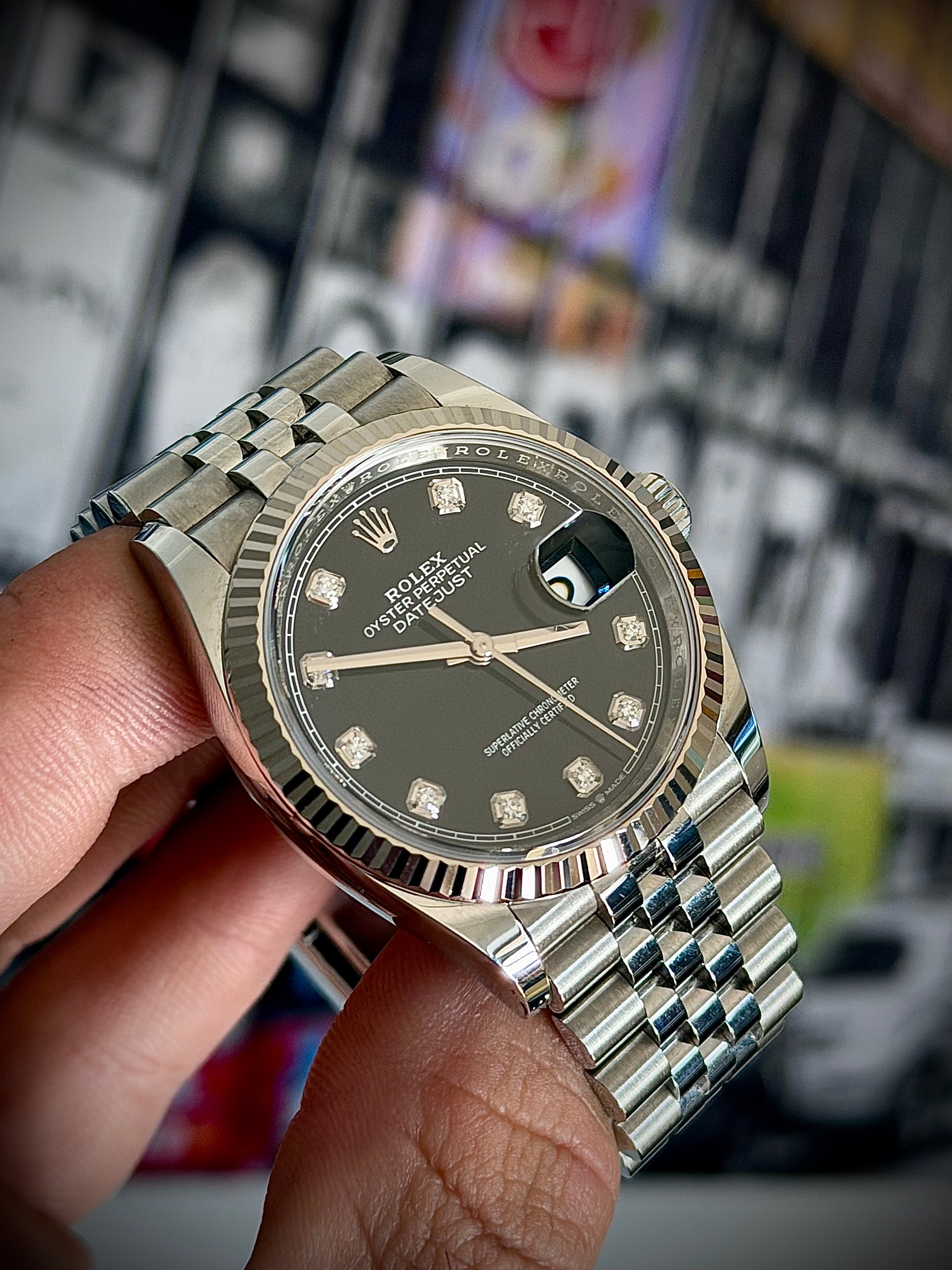 2020 ROLEX DATEJUST 36, 126234, BLACK DIAMOND DIAL, FULL SET, INC GST